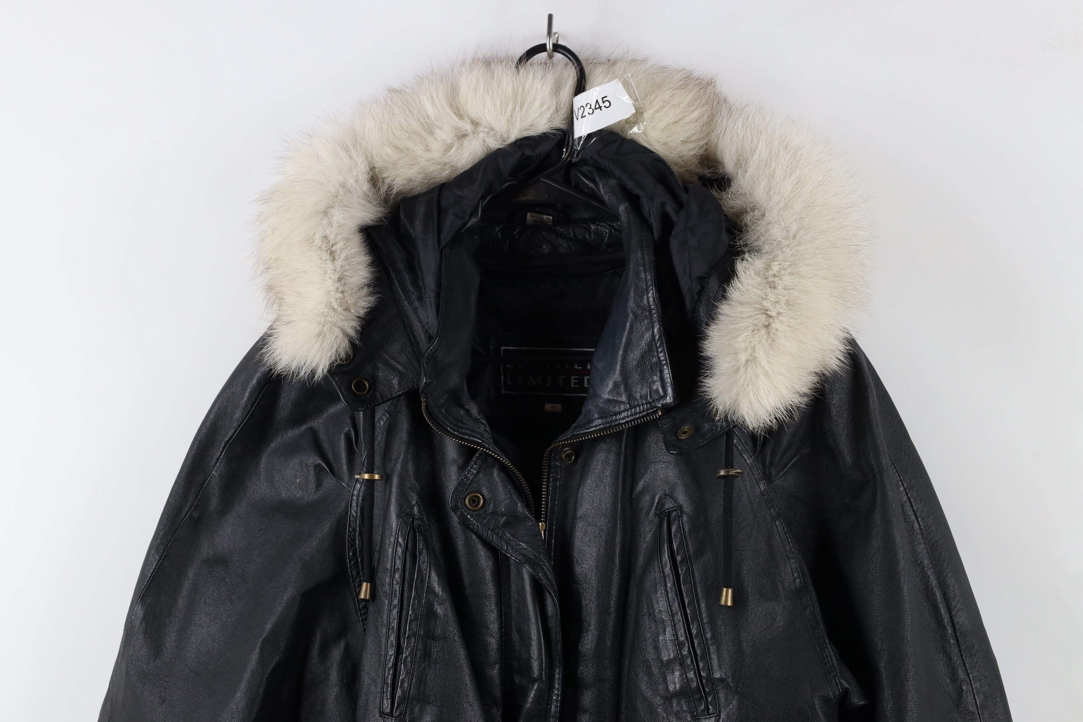 Vintage Vintage 90s Streetwear Fur Trim Hooded Leather Bomber Jacket Size US M / EU 48-50 / 2 - 2 Thumbnail