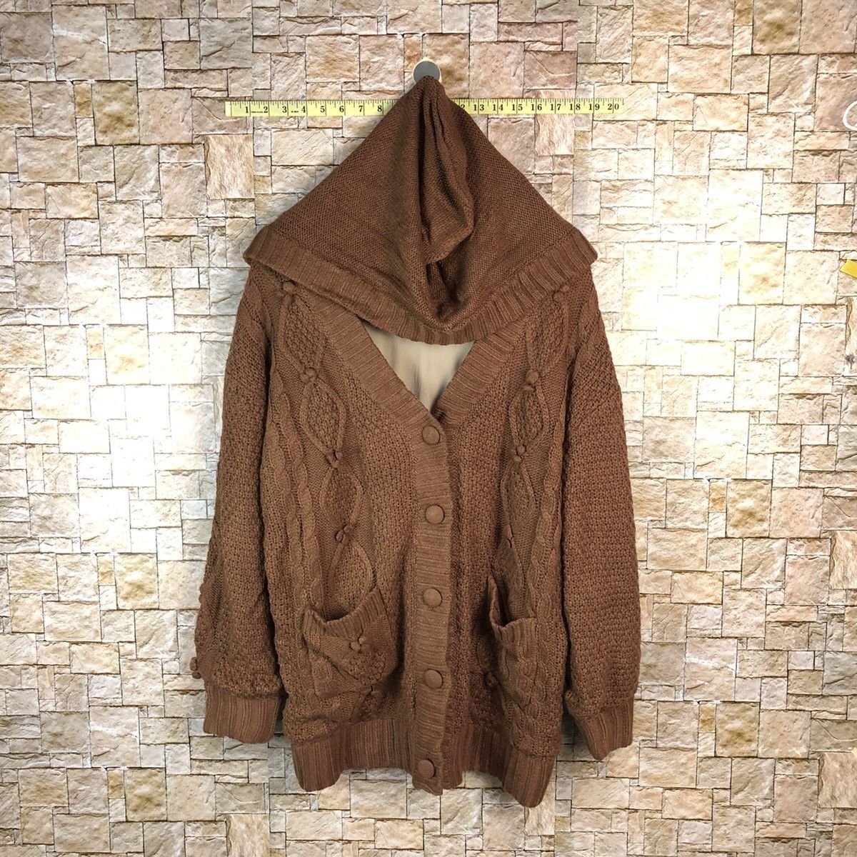 Japanese Brand Pattern Cardigan aran isle cable Knitwear Hoodie #A1086 Size L / US 10 / IT 46 - 1 Thumbnail