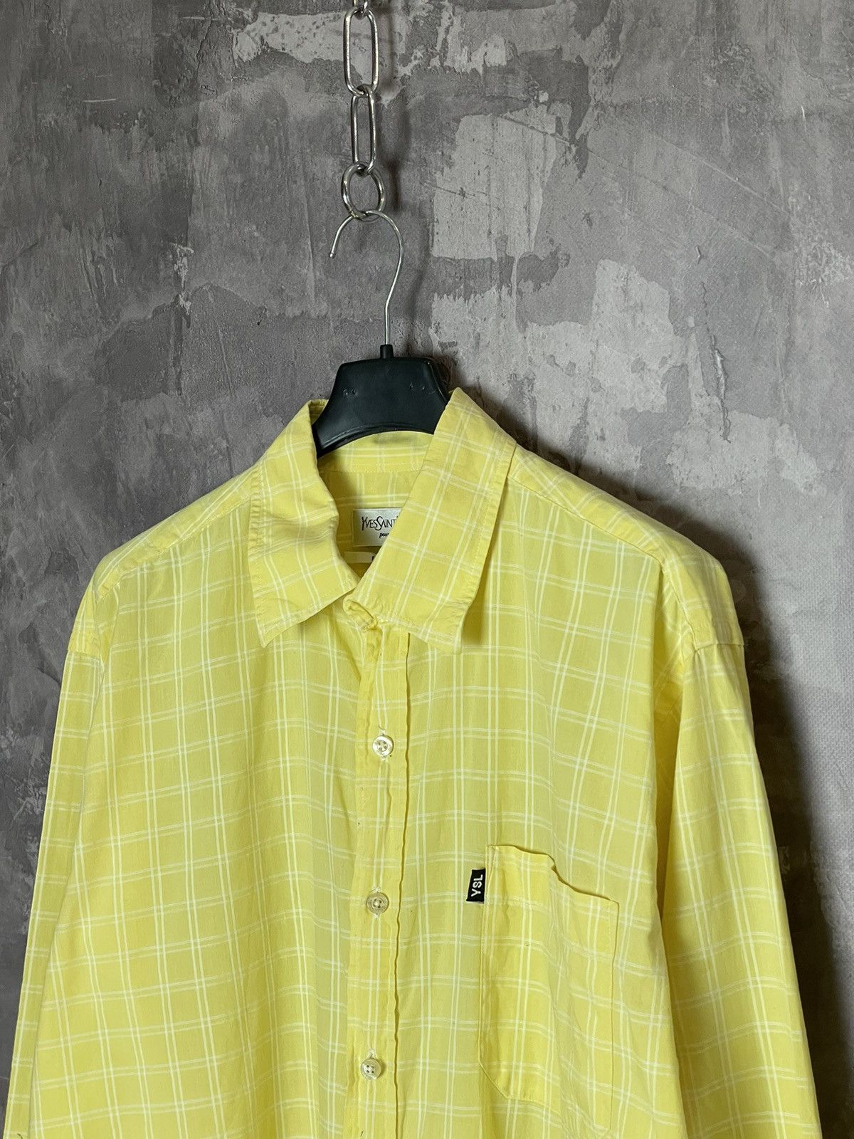 Vintage × Yves Saint Laurent Vintage Check Yves Saint Laurent Pour Homme Button Up Shirt Size US L / EU 52-54 / 3 - 7 Thumbnail