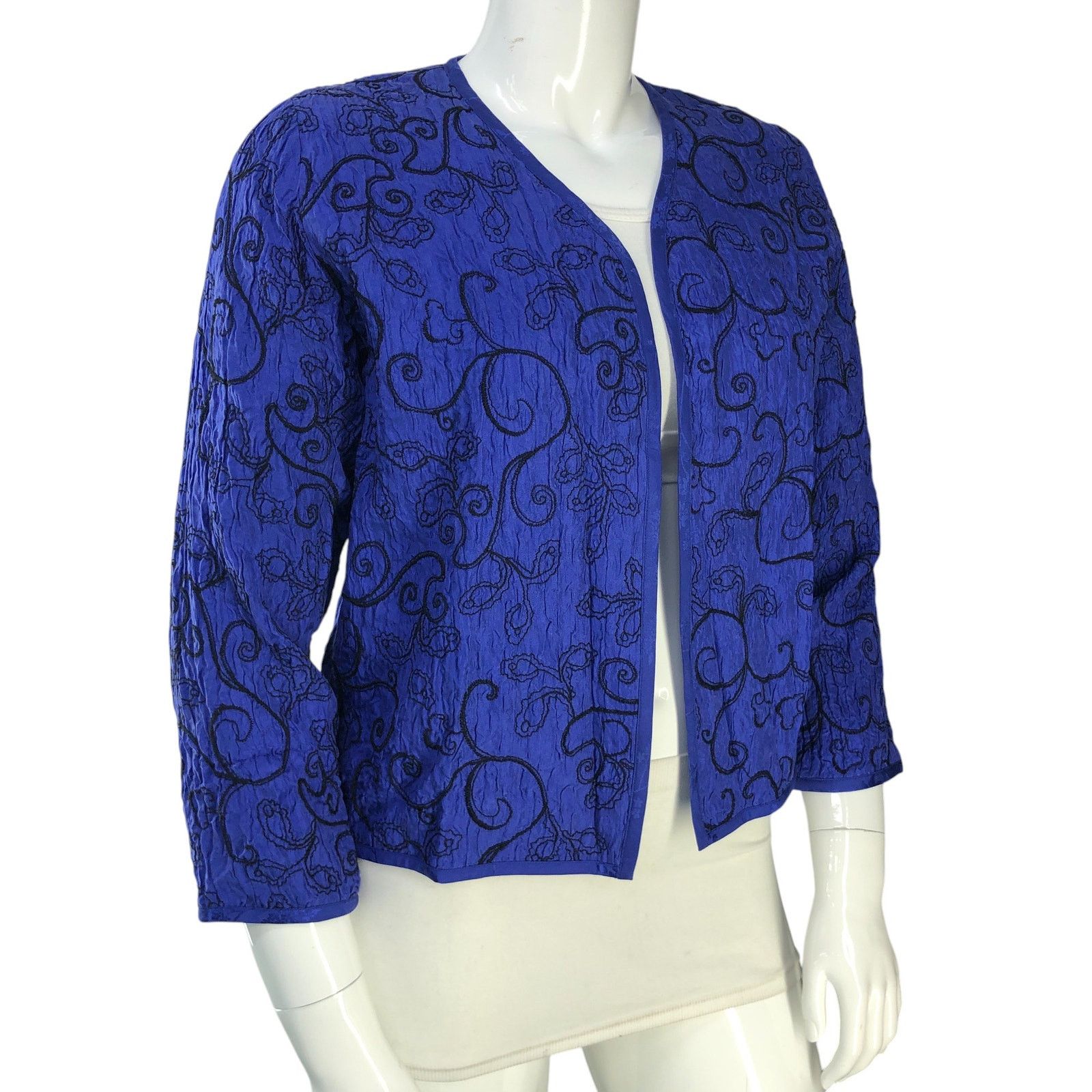 Chicos Chicos Size 1 US 8 Cardigan Open Front Silk Embroidered Size M / US 6-8 / IT 42-44 - 10 Thumbnail