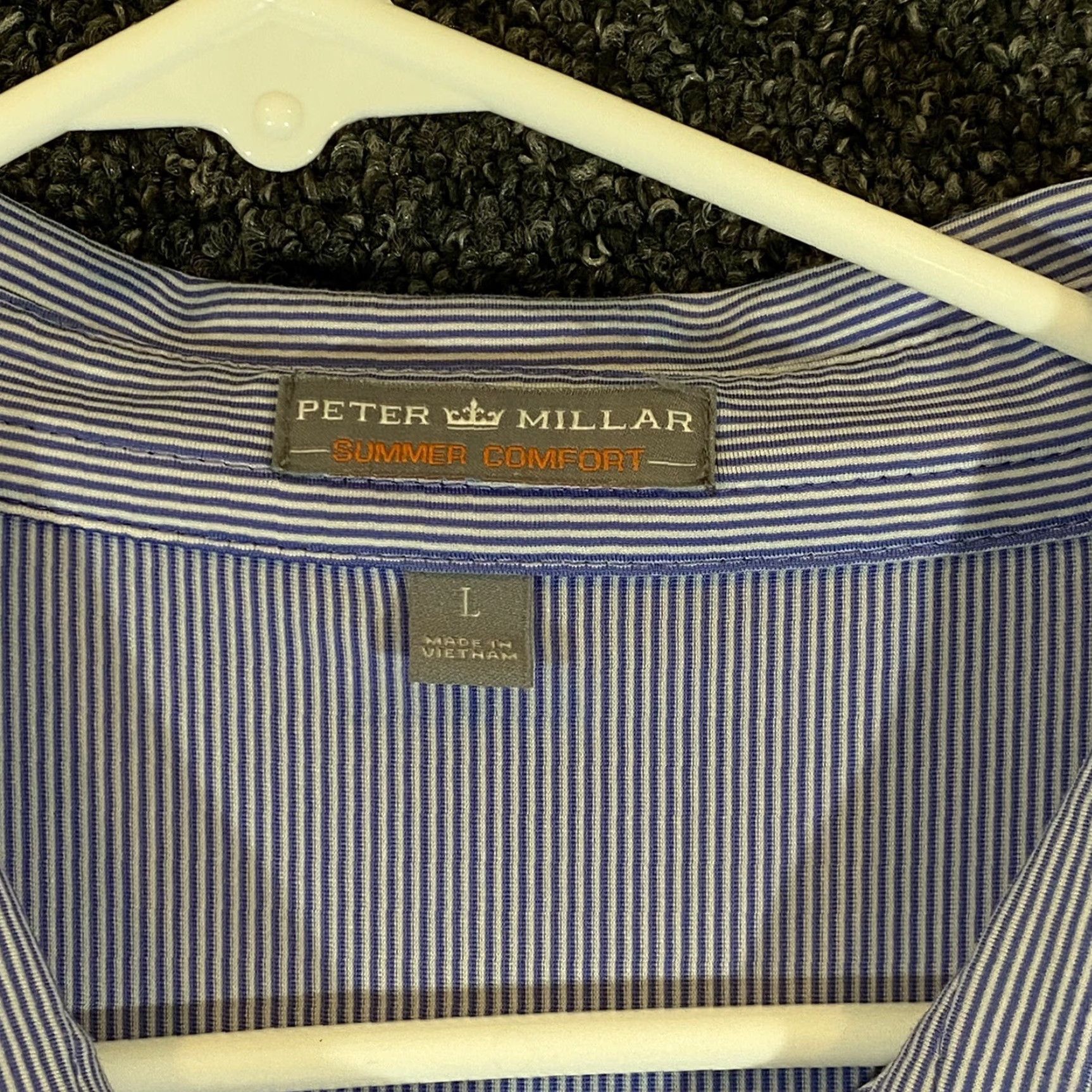 Peter Millar PETER MILLAR Polo Shirt Mens Large Blue White Striped Summer Comfort Golf Logo Shirt Size US L / EU 52-54 / 3 - 3 Thumbnail
