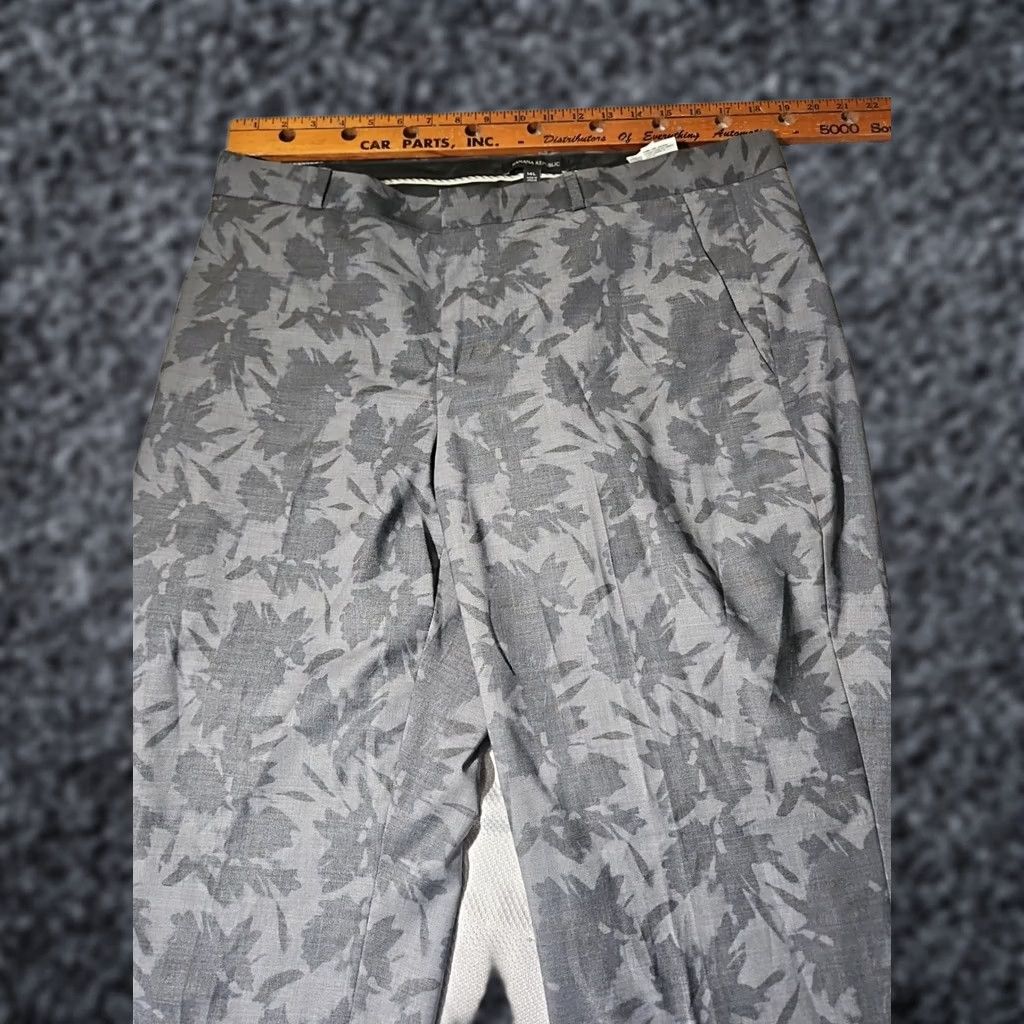Banana Republic Banana Republic Avery Pants Womens 14 Tall Gray Wool Blend Floral Preppy Dress Pants Straight Leg Button ZIP Size 36" / US 14 / IT 50 - 1 Thumbnail