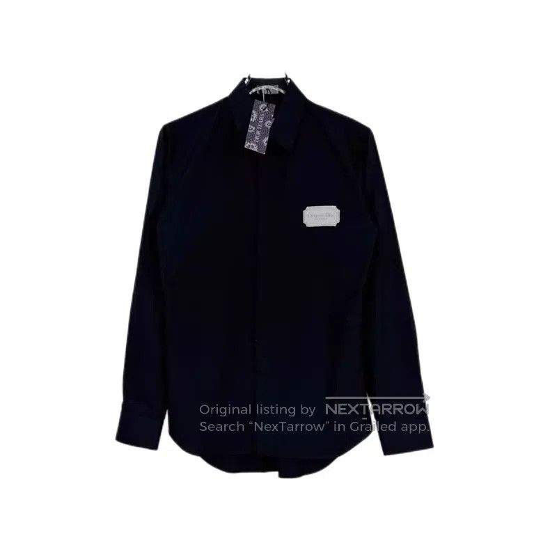Dior Dior Size 38 Dark blue embroidered badge shirt Size US XXS / EU 40 - 1 Thumbnail