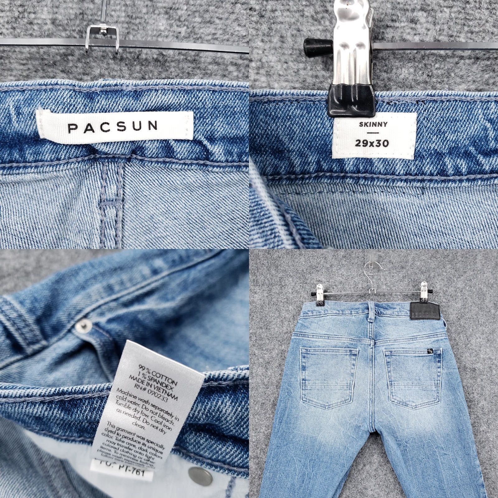 Pacsun PacSun Jeans Men 30x29 Blue Skinny Straight Leg Medium Wash Denim Zip Fly Ripped Size US 29 - 8 Thumbnail