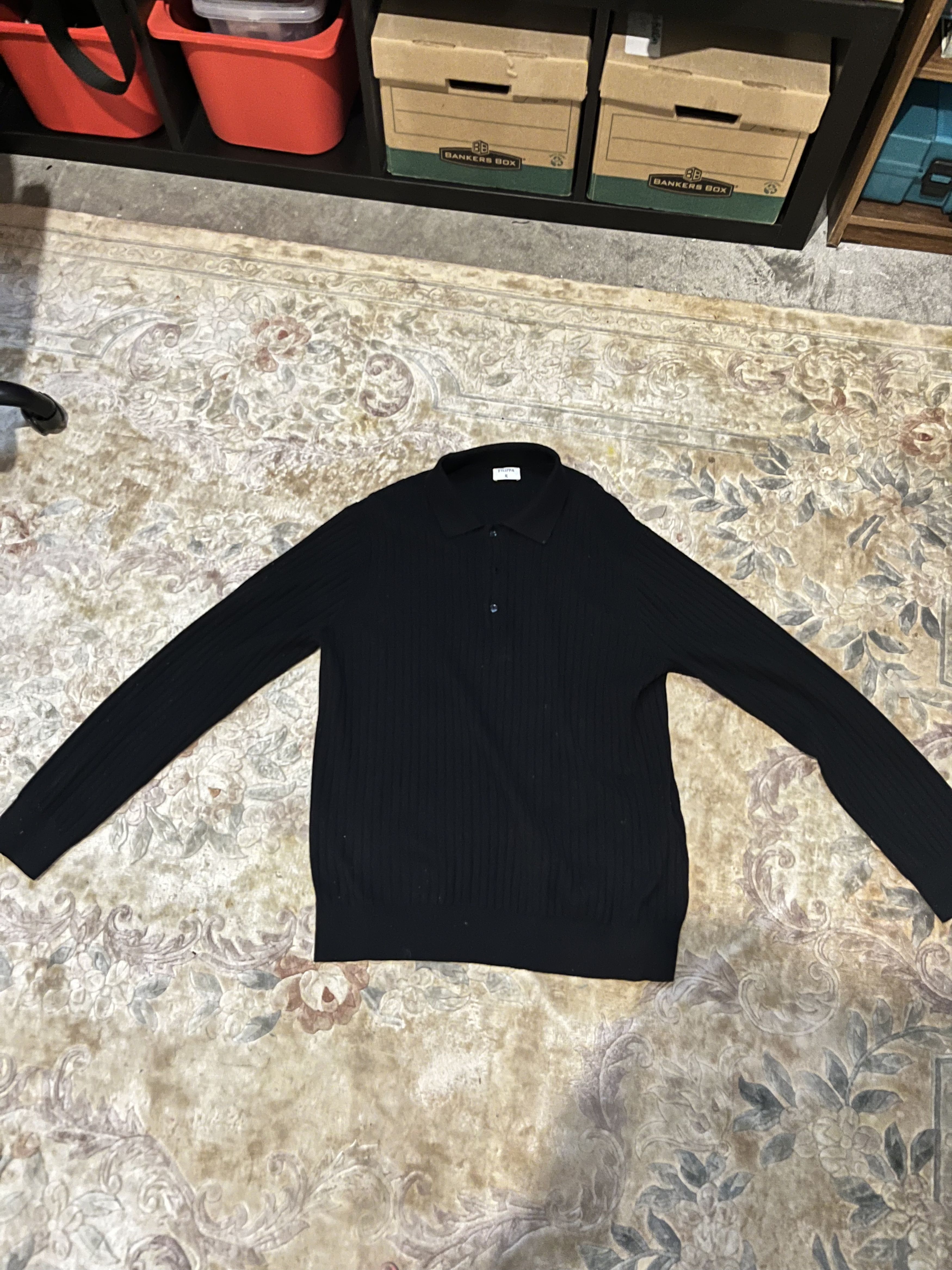 Filippa K Black Three-Button Placket Polo Size US L / EU 52-54 / 3 - 1 Thumbnail