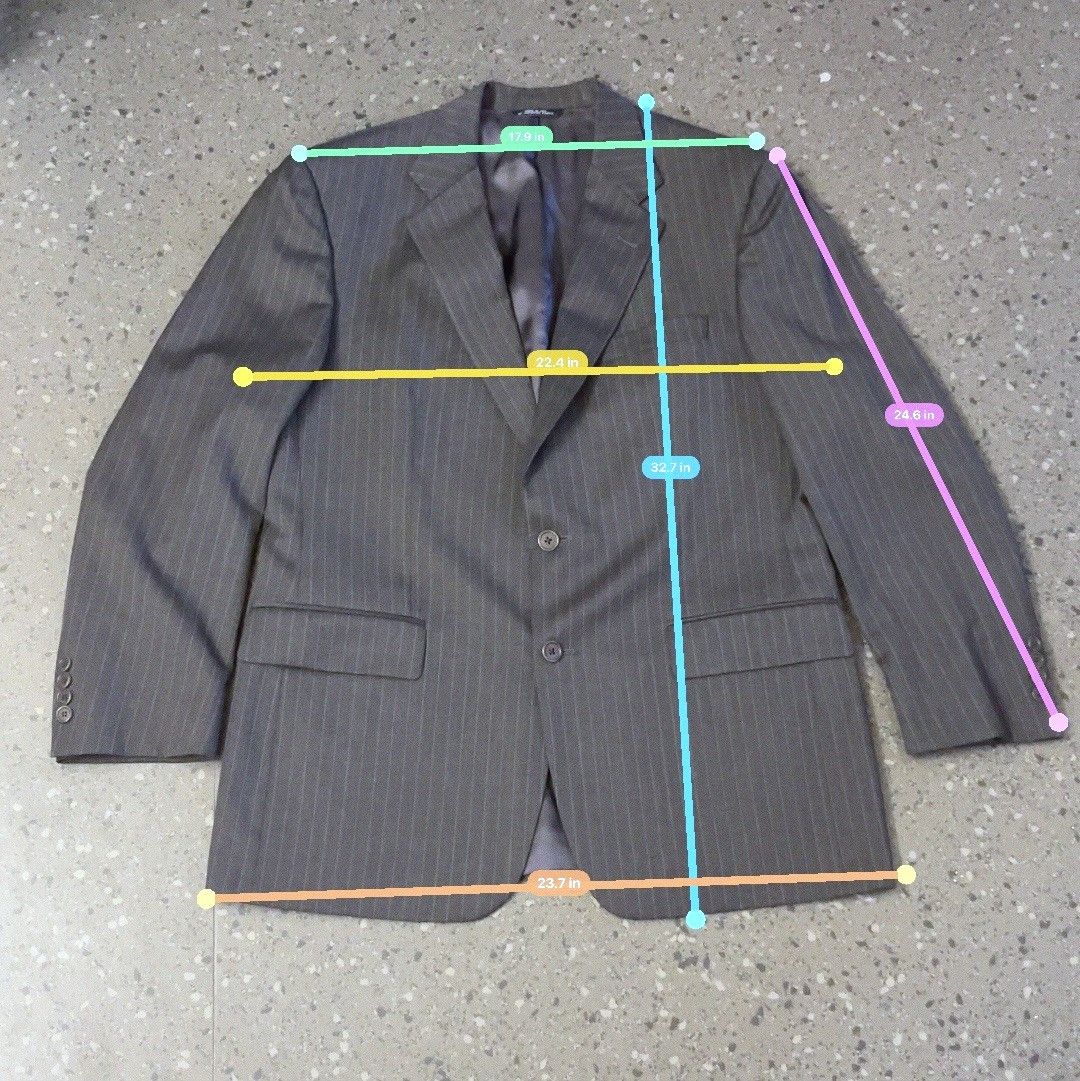 Brooks Brothers Brooks Brothers Charcoal Pinstripe Suit, Vintage Size 42L - 3 Thumbnail