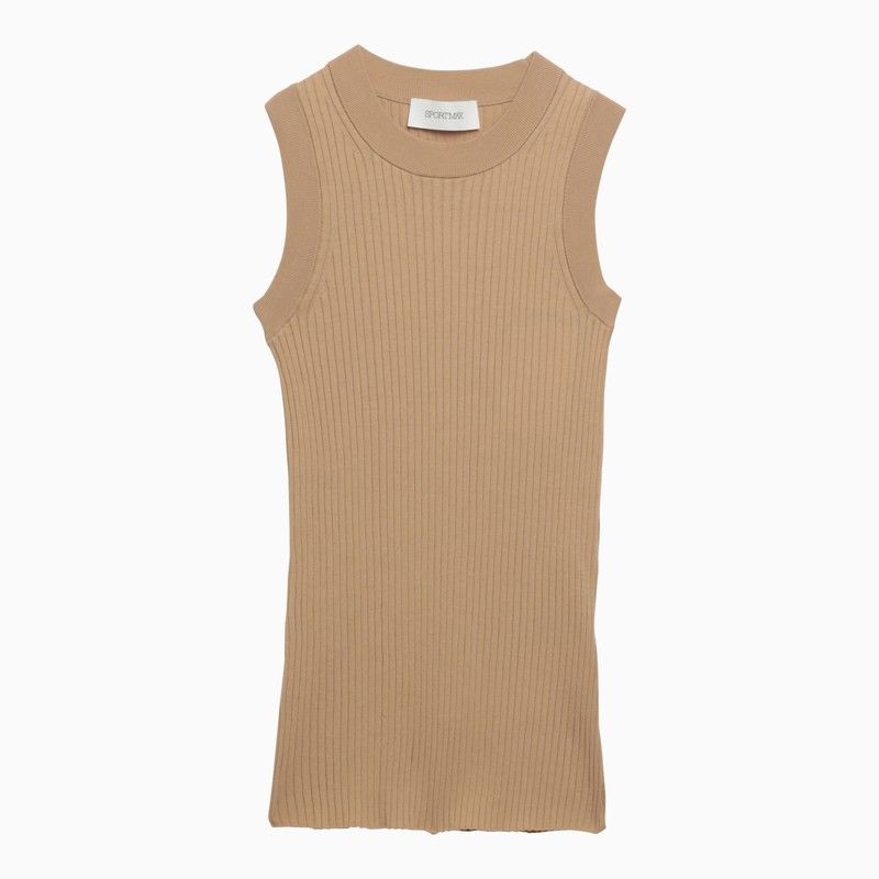 image of Sportmax Beige Cotton Tank Top, Women's (Size Large)