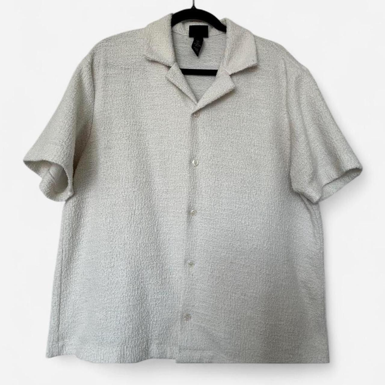H&M H&M Men’s White Textured Button Up Shirt Size US XL / EU 56 / 4 - 1 Thumbnail