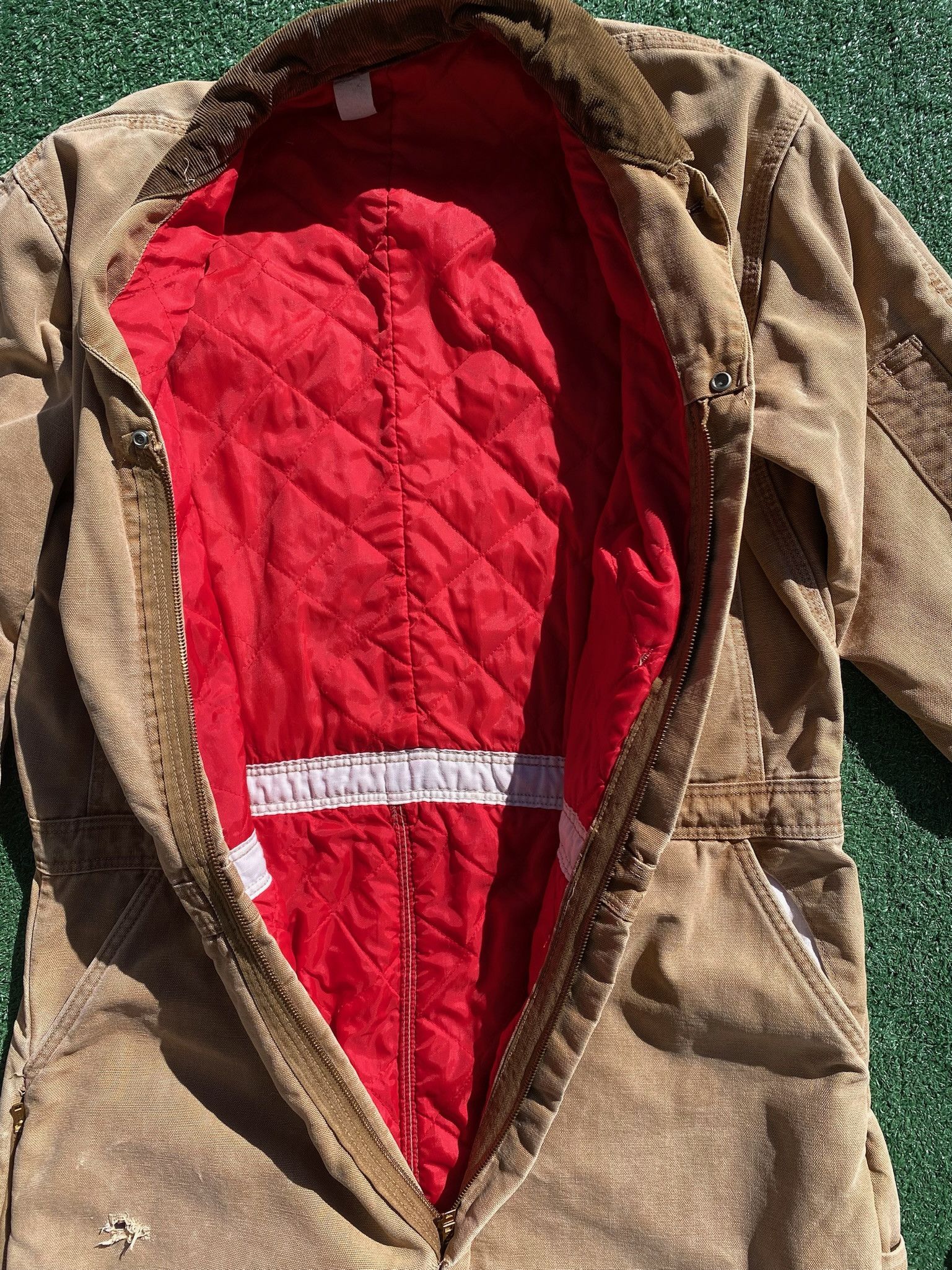 Carhartt 80’s Carhartt Duck Canvas Lined Distressed Coveralls Large Size US 42 / EU 58 - 4 Thumbnail