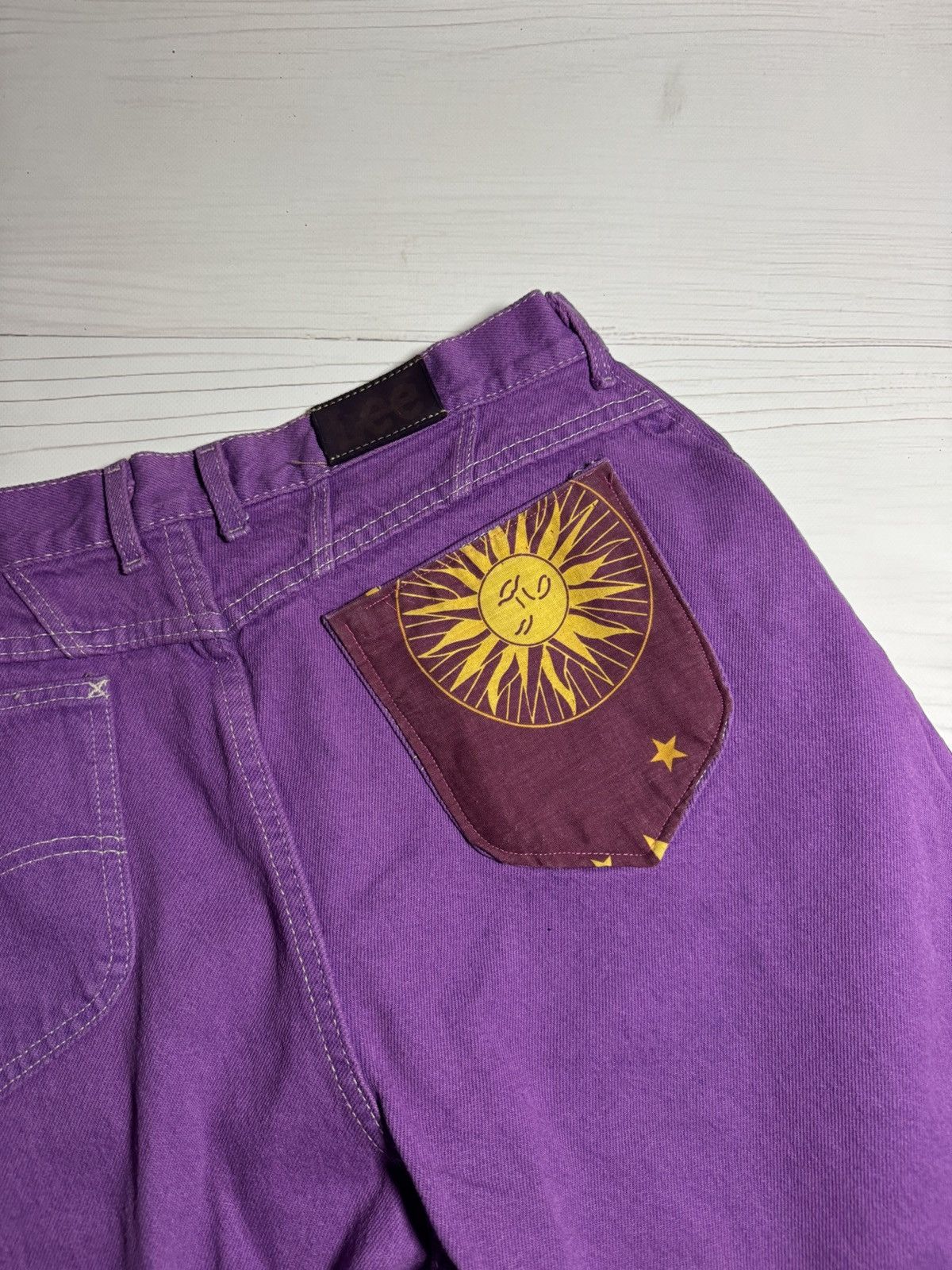 Lee Vintage Lee Celestial Sun Moon Stars Split Custom Jeans Size US 34 / EU 50 - 4 Thumbnail