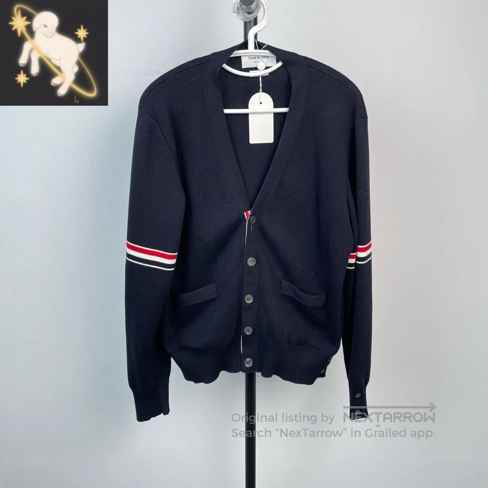 Thom Browne Thom Browne Dark Blue Striped Sleeve Cardigan. Size US S / EU 44-46 / 1 - 1 Thumbnail