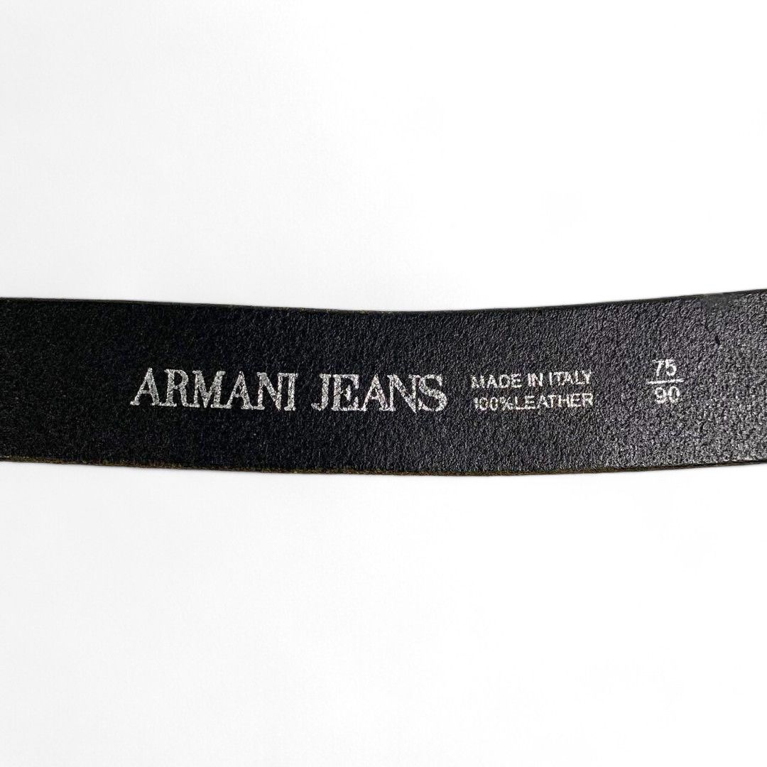 Armani Emporio Armani - Black Leather Belt Silver Buckle Pendant Size ONE SIZE - 7 Thumbnail