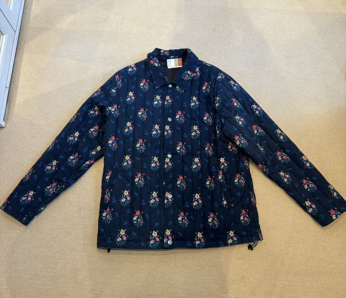 image of Kith Begonia Floral Carmine Coaches Jacket in Navy, Men's (Size XL)