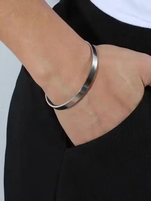 Other Stainless Steel Men Simple Cuff Bracelet Size ONE SIZE - 1 Thumbnail