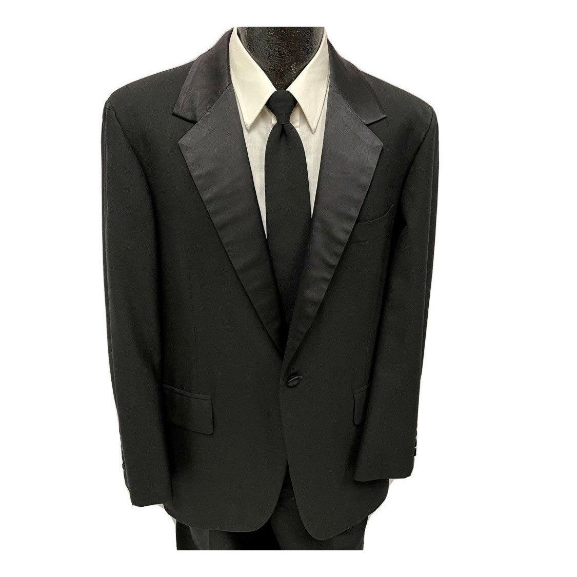 Other Vtg BESPOKE Black Silk Tux Sport Coat Formal Prom TUXEDO Size 40L - 1 Thumbnail