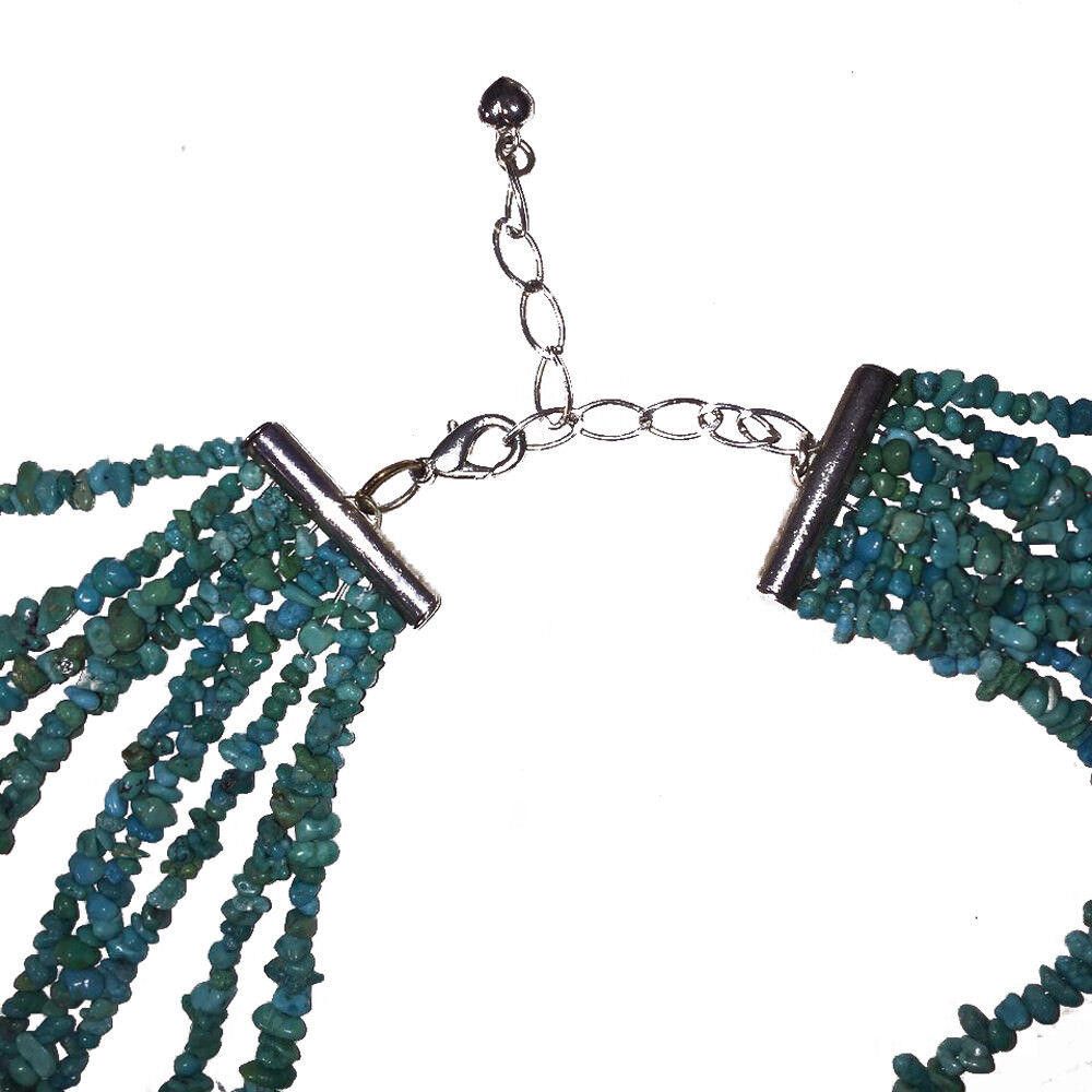 Designer Massive Turquoise Chip Bead Multi Strand Necklace Bib Size ONE SIZE - 4 Thumbnail