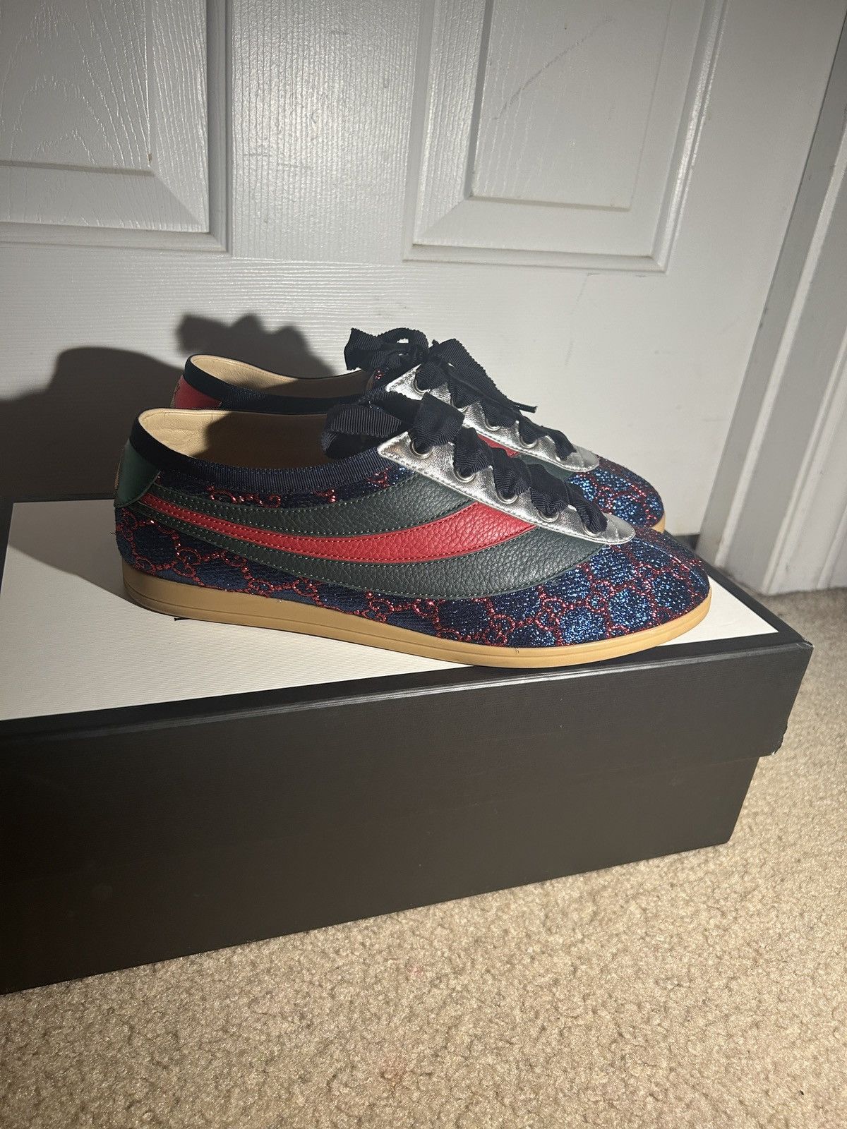 Gucci Gucci Metallic Lurex GG Web Falacer Sneakers Size US 8 / IT 38 - 5 Thumbnail
