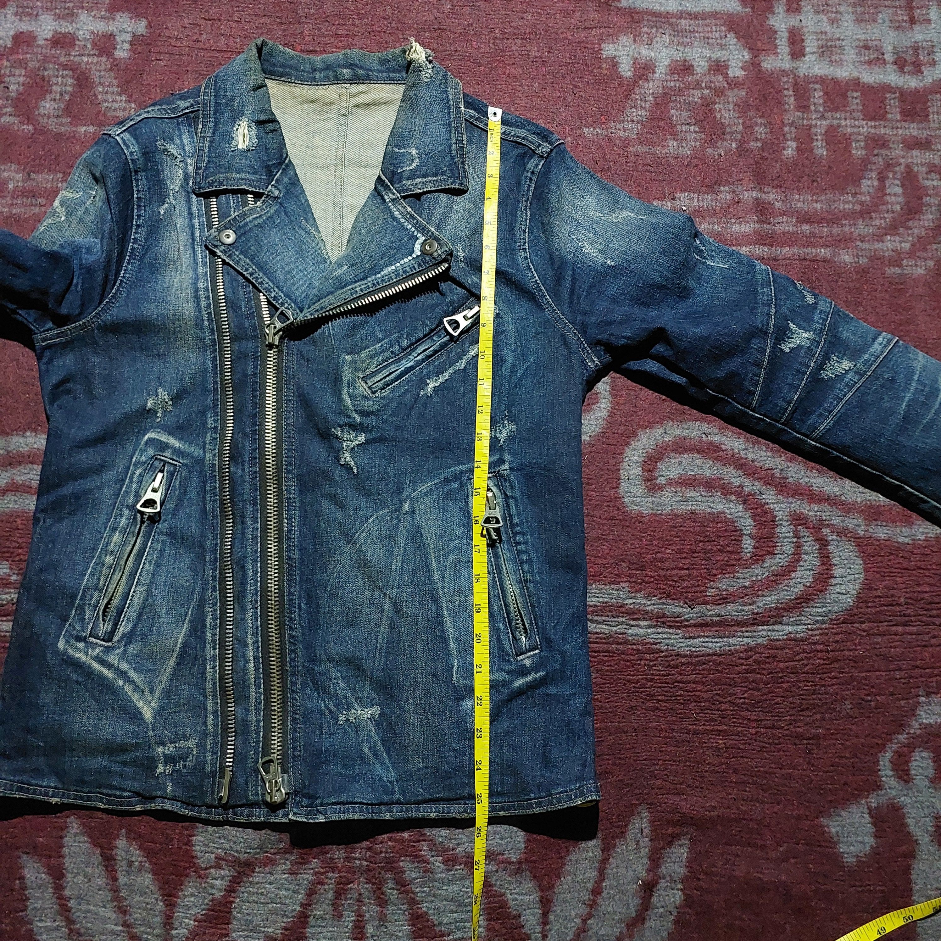 semanticdesign Semantic design asymmetric zip distressed biker denim jacket Size US L / EU 52-54 / 3 - 15 Thumbnail