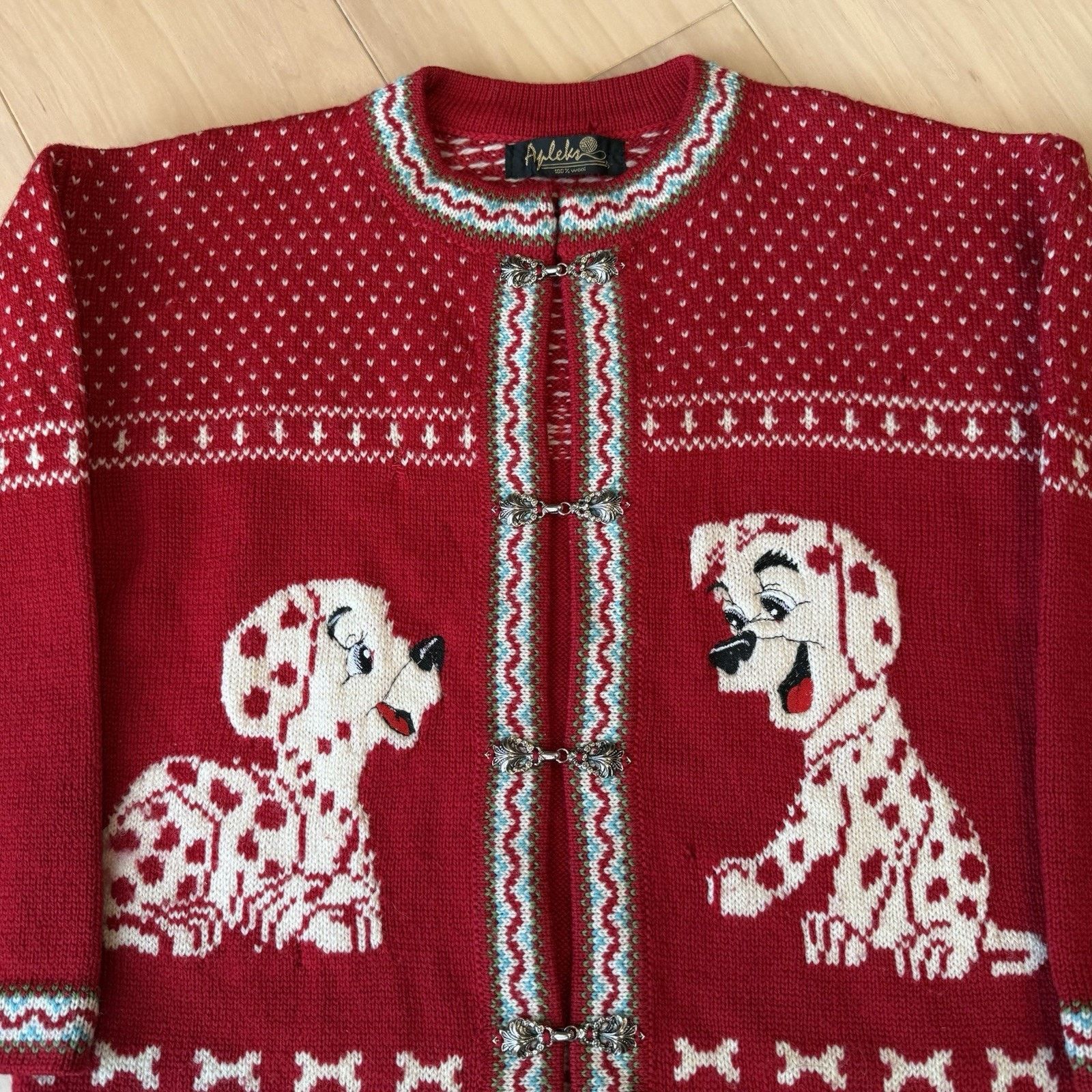Vintage Vintage Dalmatians Cardigan Women's Small Red Wool Nordic Size S / US 4 / IT 40 - 4 Thumbnail