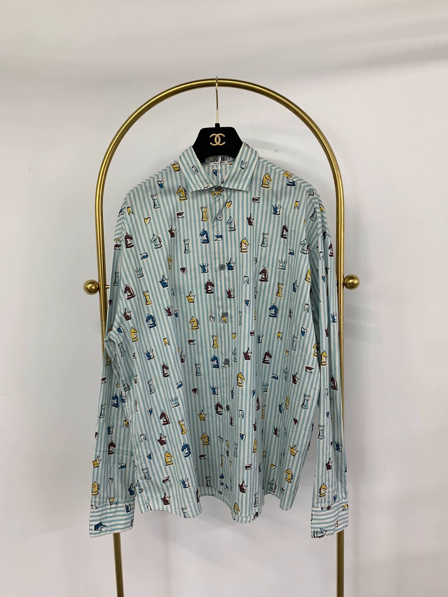 Hermes Hermes Blue Stripe Horse Print Shirt - dmc Size US M / EU 48-50 / 2 - 1 Thumbnail
