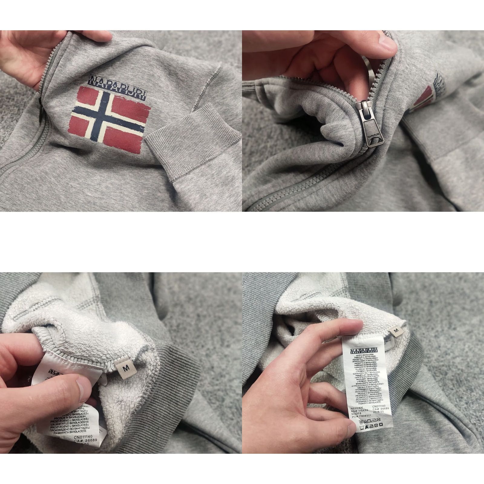 Napapijri Napapijri Balys Full Gray Big Logo Full Zip up Cotton Pullover Sweatshirt M Mens Gray Logo 90s Designer Size US M / EU 48-50 / 2 - 9 Thumbnail