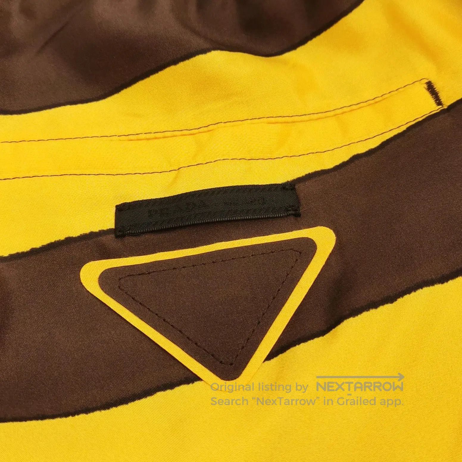 Prada Striped Silk Shorts in Yellow and Brown .