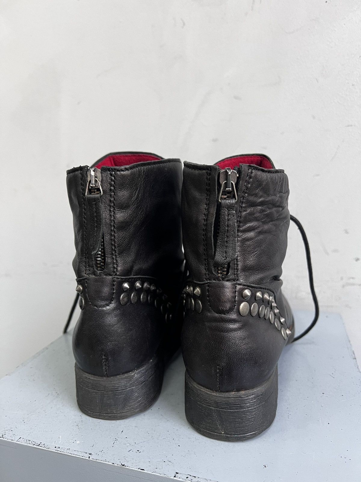 Hedi Slimane Lace-up black leather boots rock A.S 98 vintage style Size US 8 / EU 41 - 9 Thumbnail