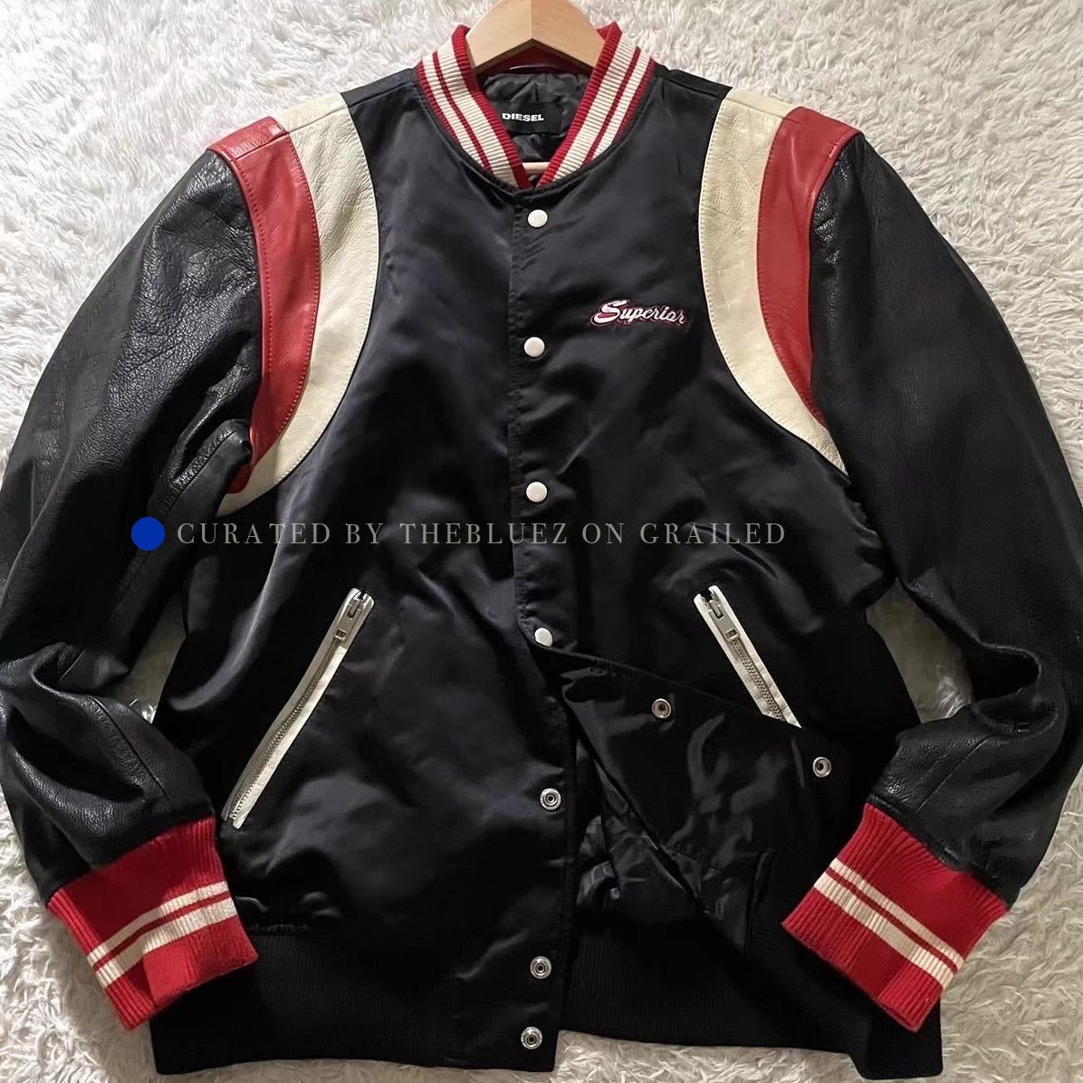 Diesel Baseball Jacket with Leather Sleeves Size US XXL / EU 58 / 5 - 1 Thumbnail