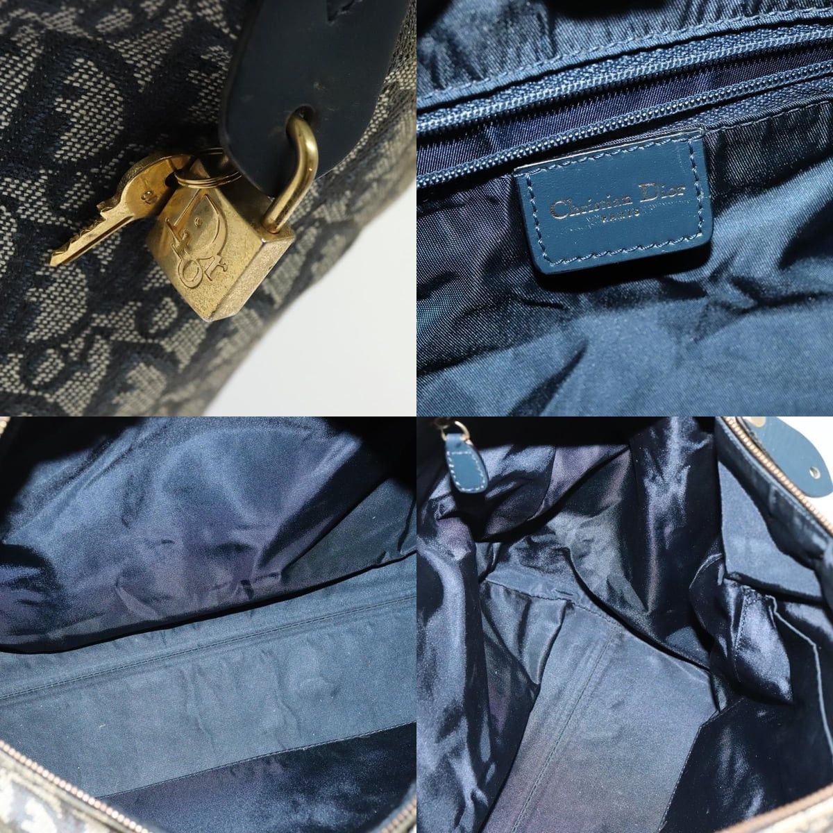 Dior DIOR Trotter Canvas Boston Bag Navy Gold Size ONE SIZE - 11 Thumbnail