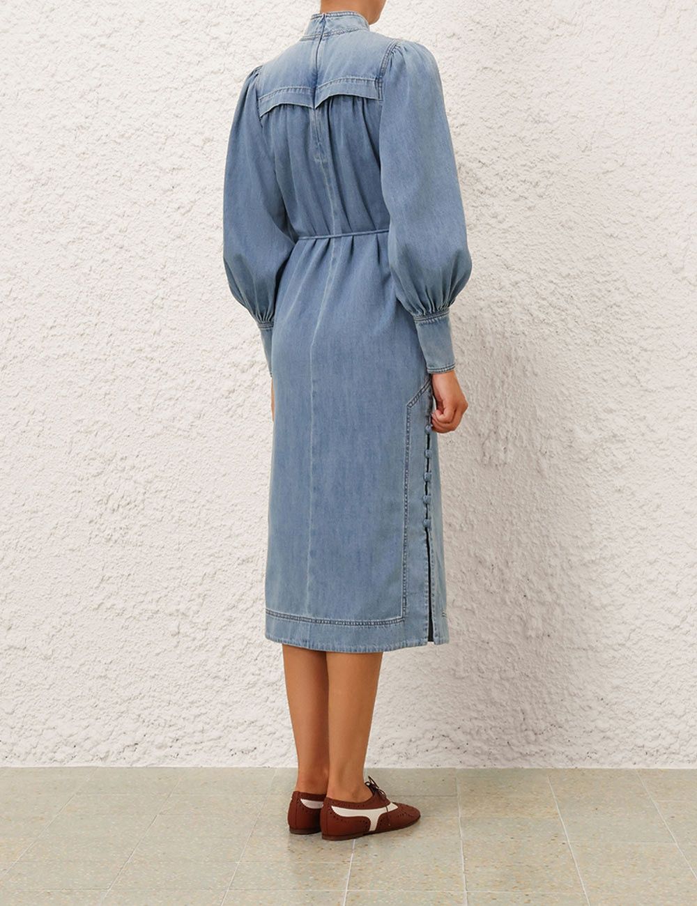Zimmermann o1w1db10925 Crush Denim Midi Dress in Blue Size S / US 4 / IT 40 - 4 Thumbnail