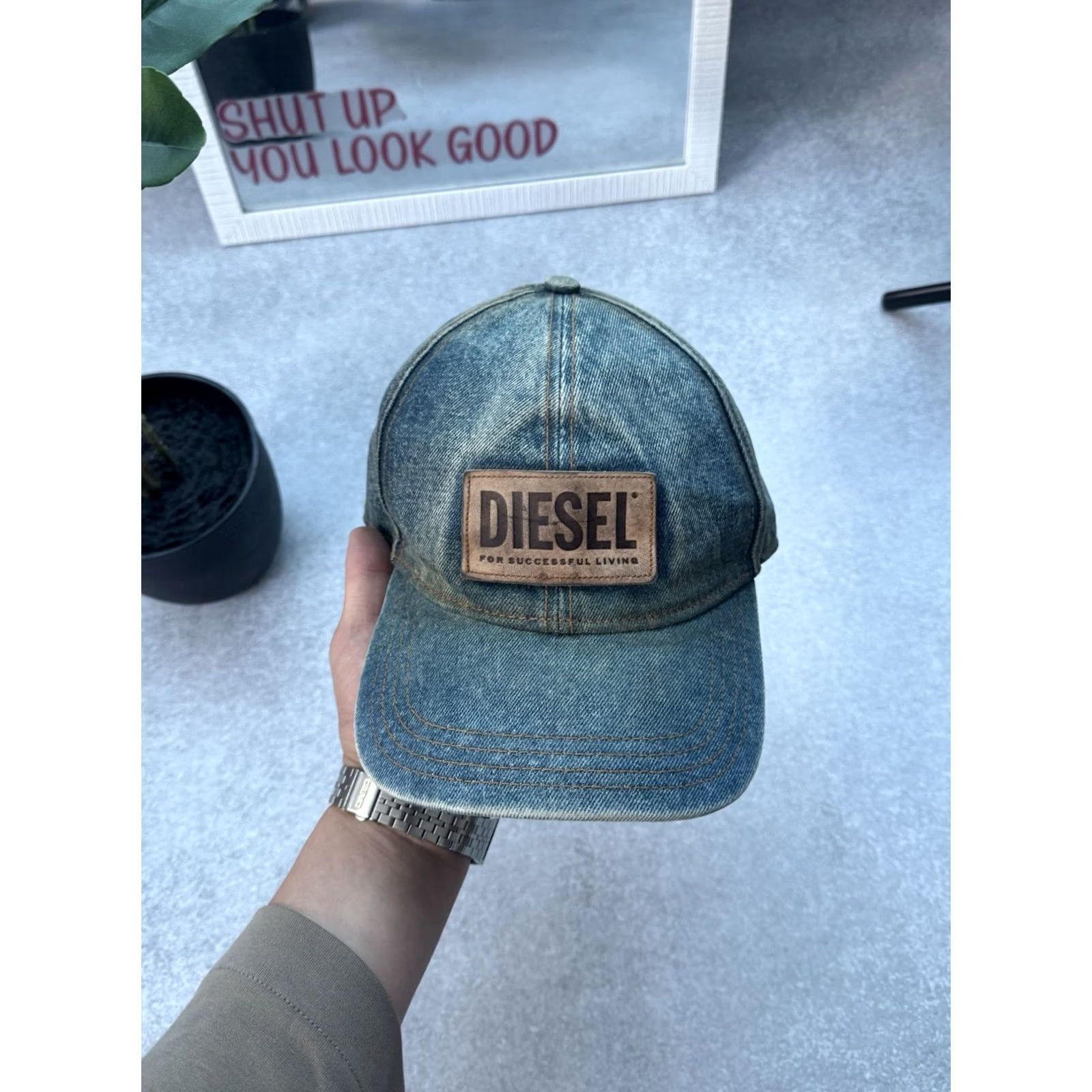 Diesel VINTAGE Diesel Baseball Cap Mens One Size Blue Retro Big Logo Size ONE SIZE - 2 Thumbnail