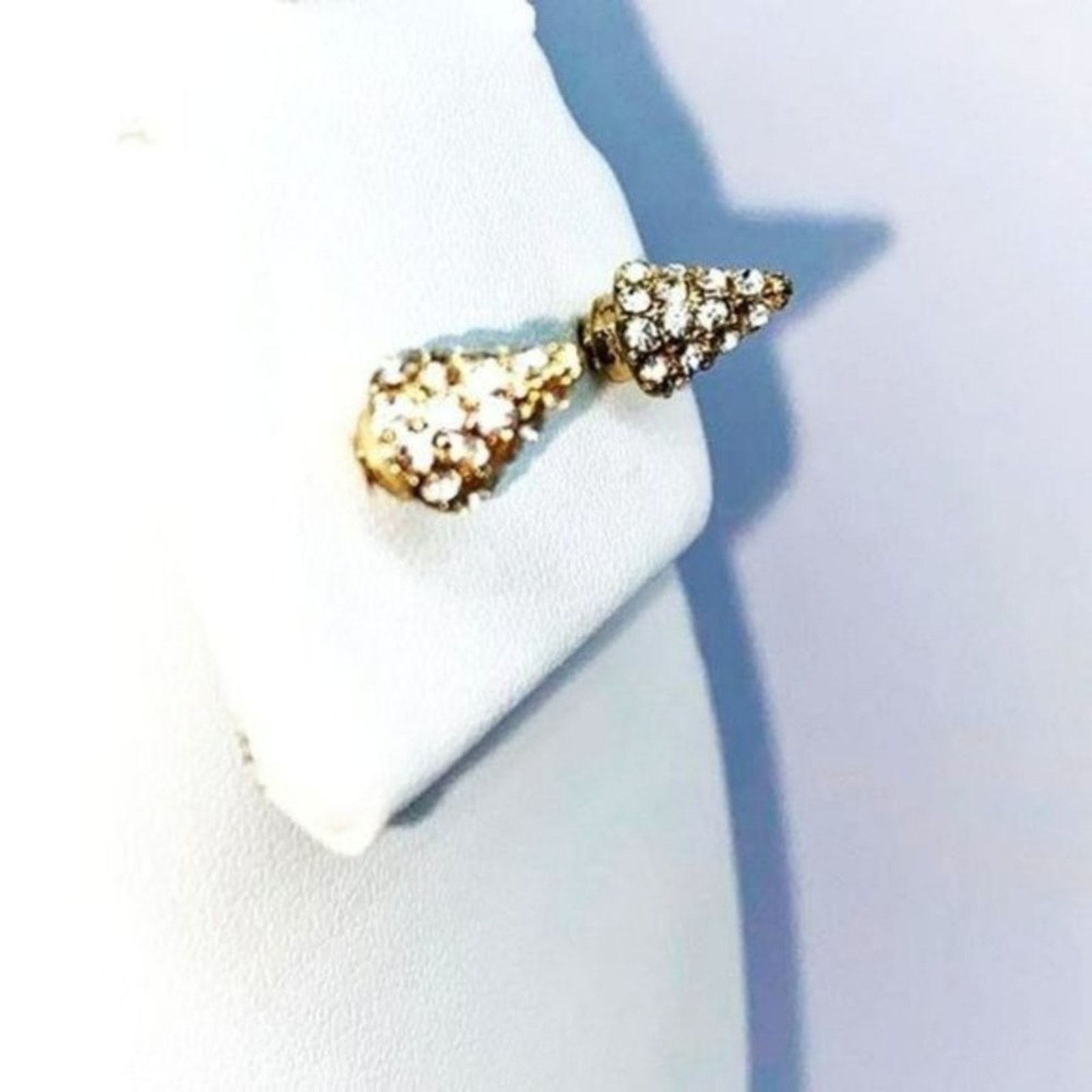 Handmade Christmas Tree Gold-Tone Rhinestone Stud Earrings Size ONE SIZE - 1 Thumbnail