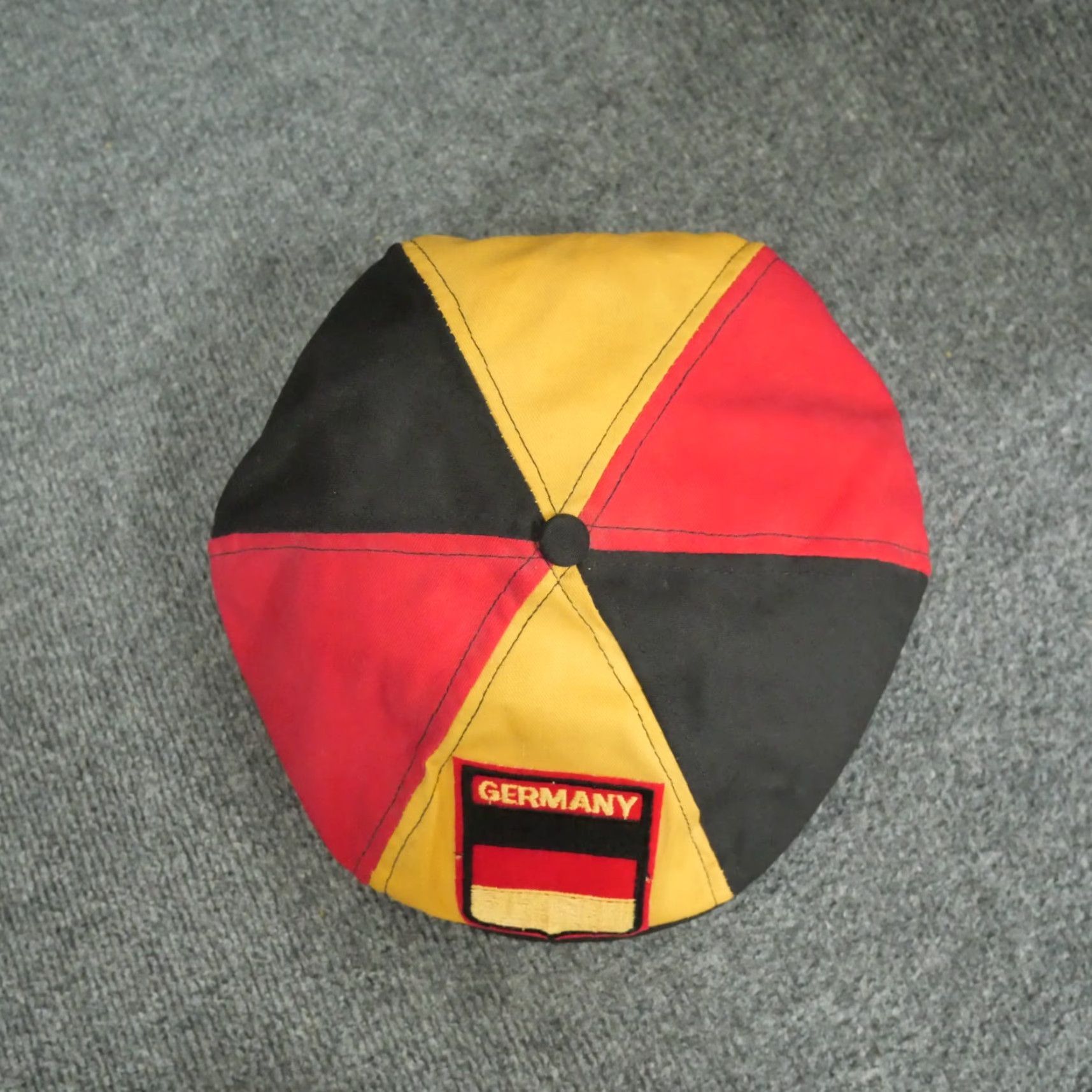 Vintage VINTAGE Germany Hat Cap Adult Red Yellow Black Newsboy Snap Back Newsboy Cap 90s Mens Corduroy Adjustable Red Germany Hat Cap Size ONE SIZE - 3 Thumbnail