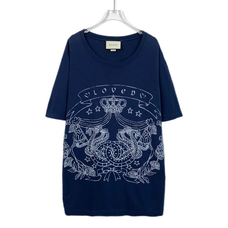 Gucci Gucci Dark blue pattern printed cotton round-neck short-sle Size US XL / EU 56 / 4 - 1 Thumbnail