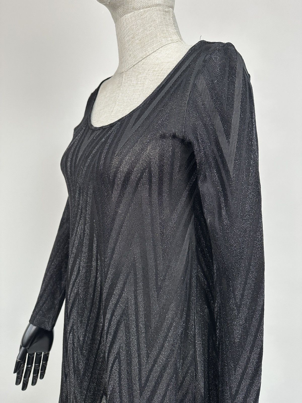 Missoni MISSONI Lurex Zig Zag Knit Mini Dress Black A-Line Party XS Size XS / US 0-2 / IT 36-38 - 7 Thumbnail