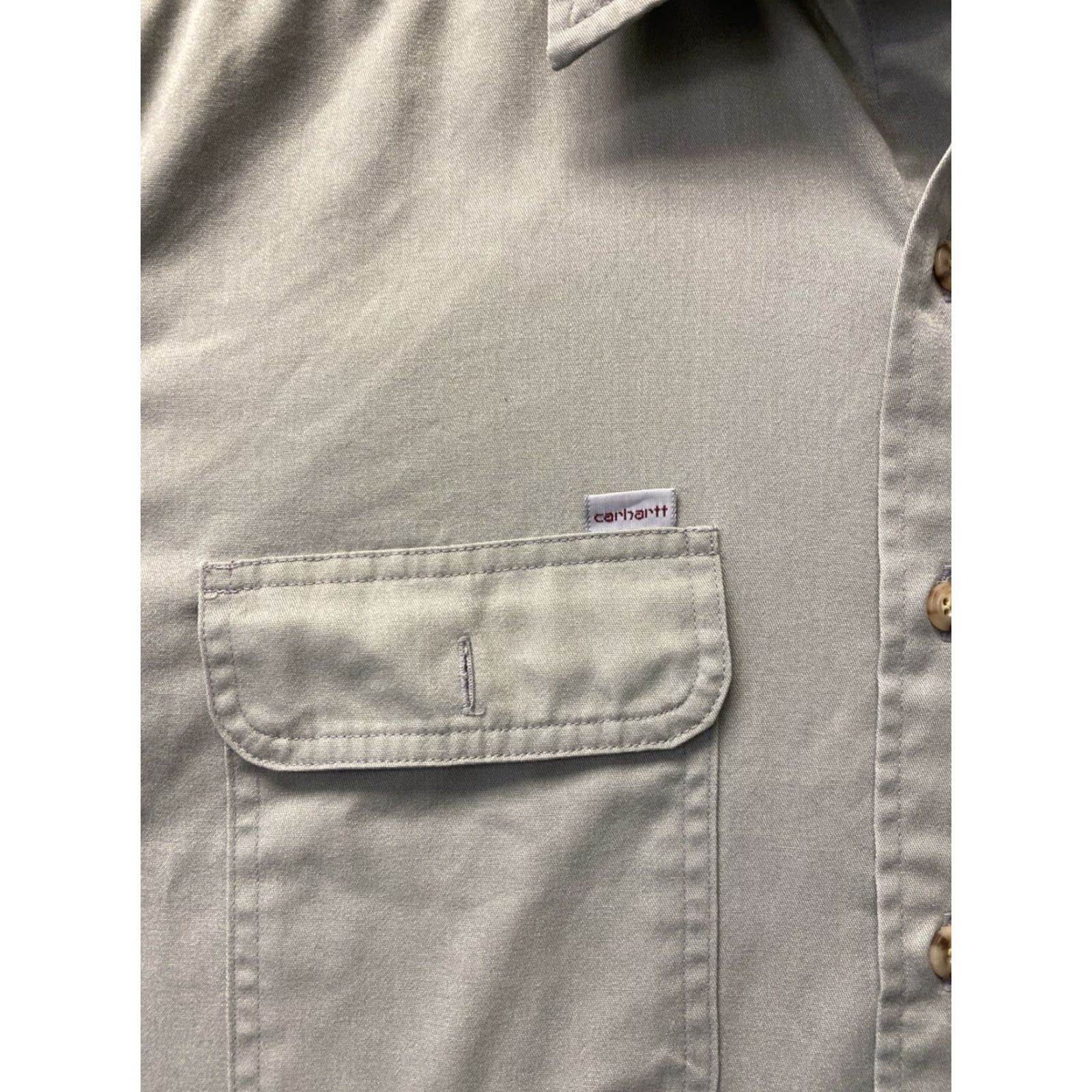 Carhartt Carhartt Men's Long Sleeve Shirt XL Grey Cotton Workwear Button-Up Collared Pockets Classic Size US XL / EU 56 / 4 - 2 Thumbnail