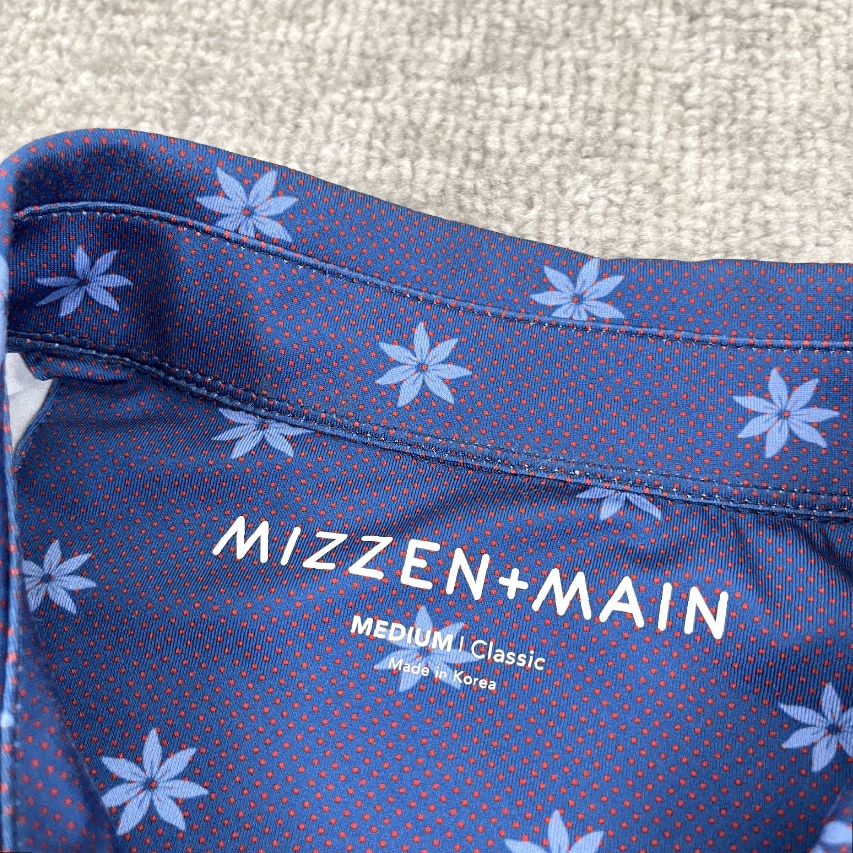 Mizzen+Main Mizzen + Main Polo Shirt Mens Medium Blue Floral Golf Performance Stretch Sport Shirt Size US M / EU 48-50 / 2 - 2 Thumbnail