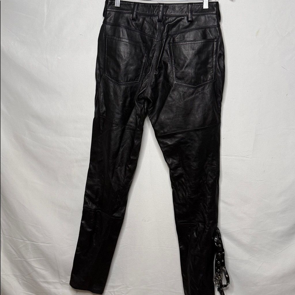 Wilsons Leather Wilson's leather black 100% leather pants straps on leg 28 Size 28" / US 6 / IT 42 - 5 Thumbnail