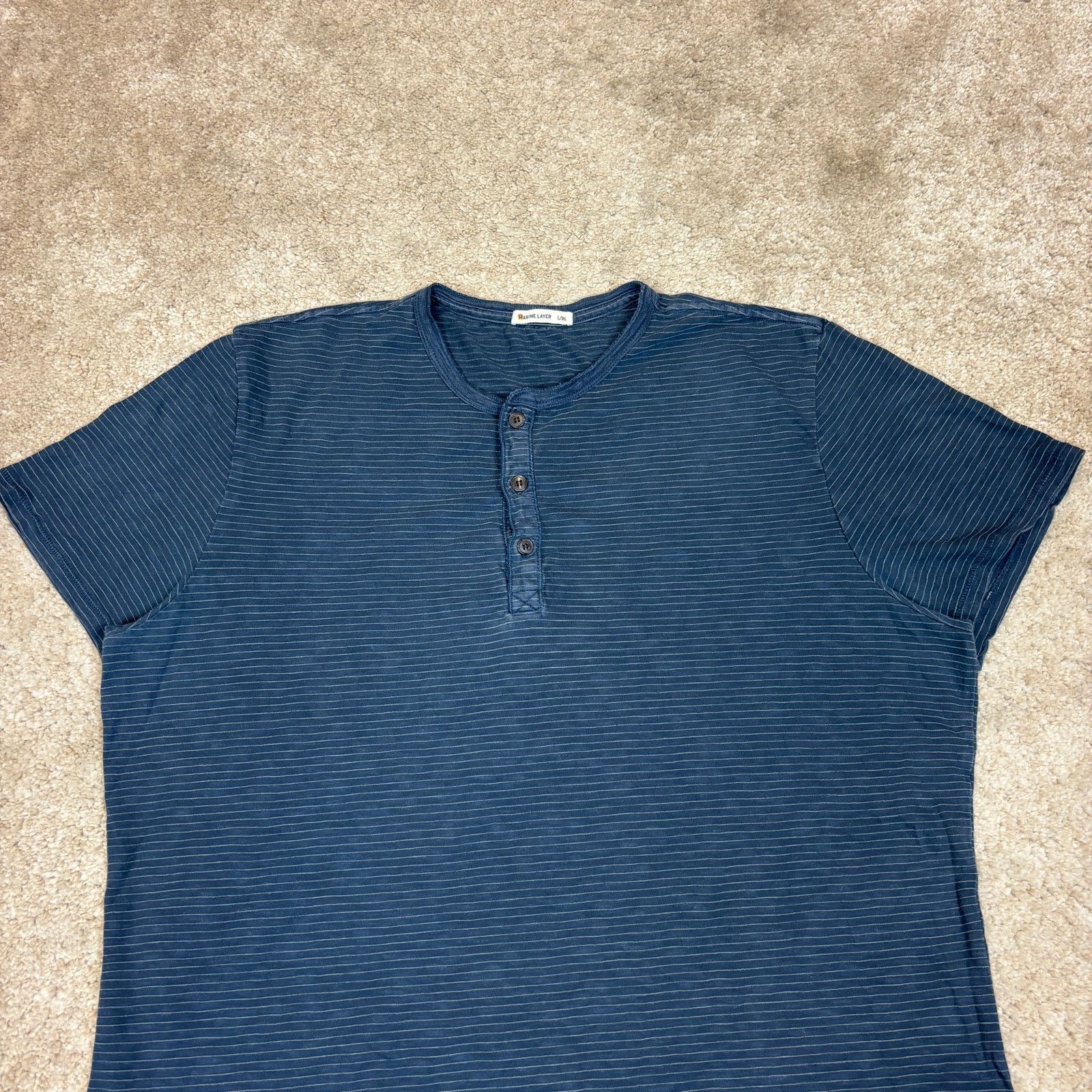 Marine Layer Marine Layer Striped Henley T Shirt Men's L/XL Surf Summer Size US L / EU 52-54 / 3 - 2 Thumbnail