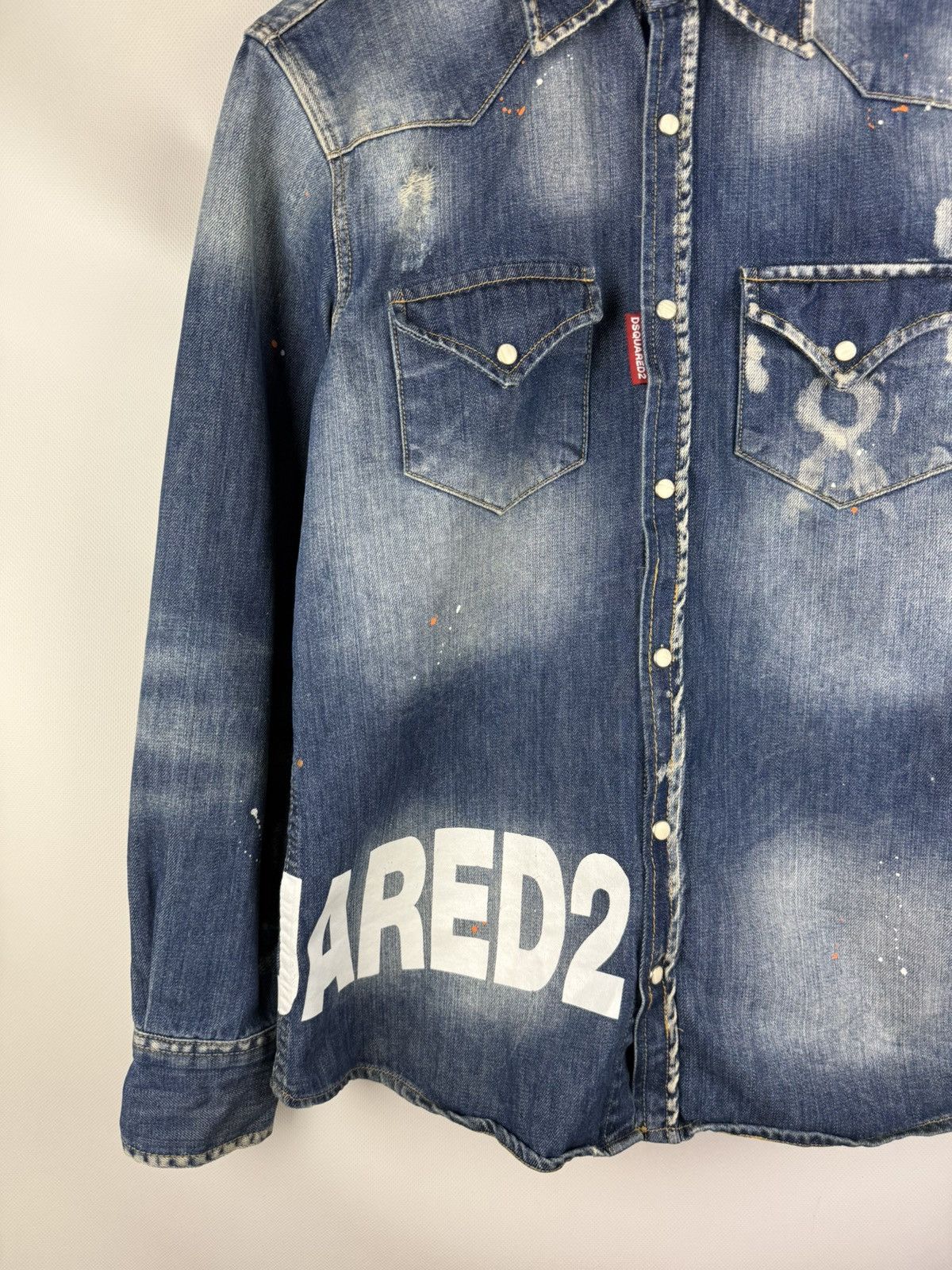 Dsquared2 Dsquared Ladies Big Logo Graphic Print Denim Button Up Shirt Size M / US 6-8 / IT 42-44 - 7 Thumbnail