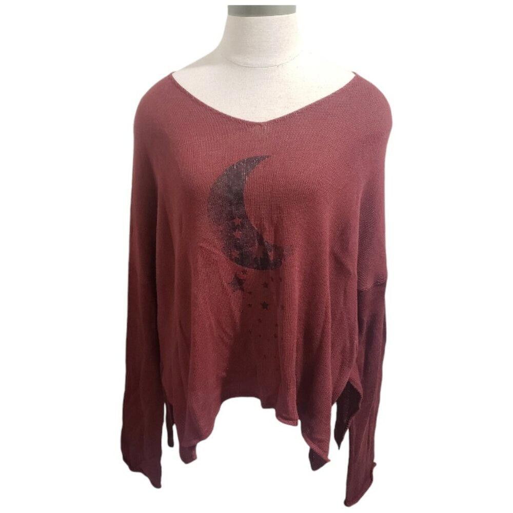 Designer CT1913 Wooden Ships Crescent Moon & Stars Brown Sweater S/M Size S / US 4 / IT 40 - 1 Thumbnail