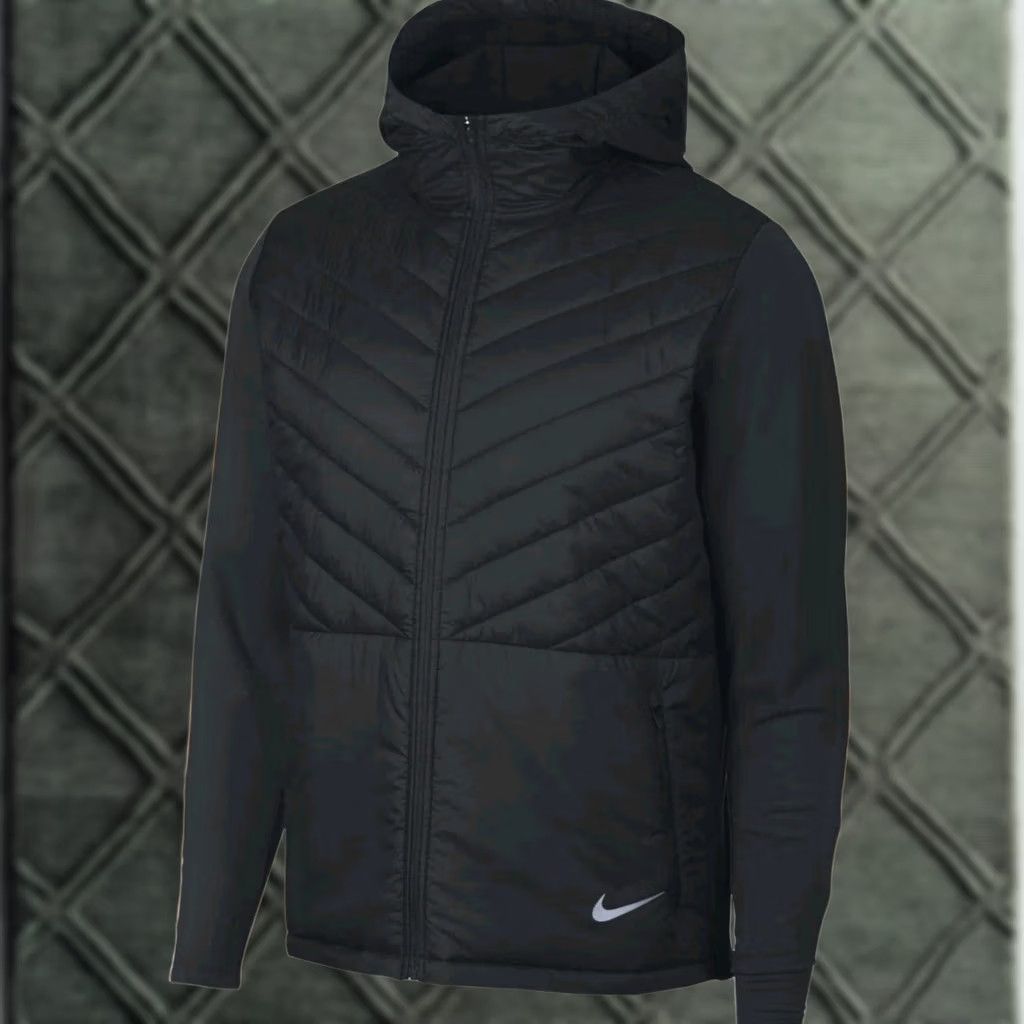 Nike Nike Aerolayer Running Jacket Mens Small Black Quilted Hooded Insulated Puffer Size US S / EU 44-46 / 1 - 1 Thumbnail