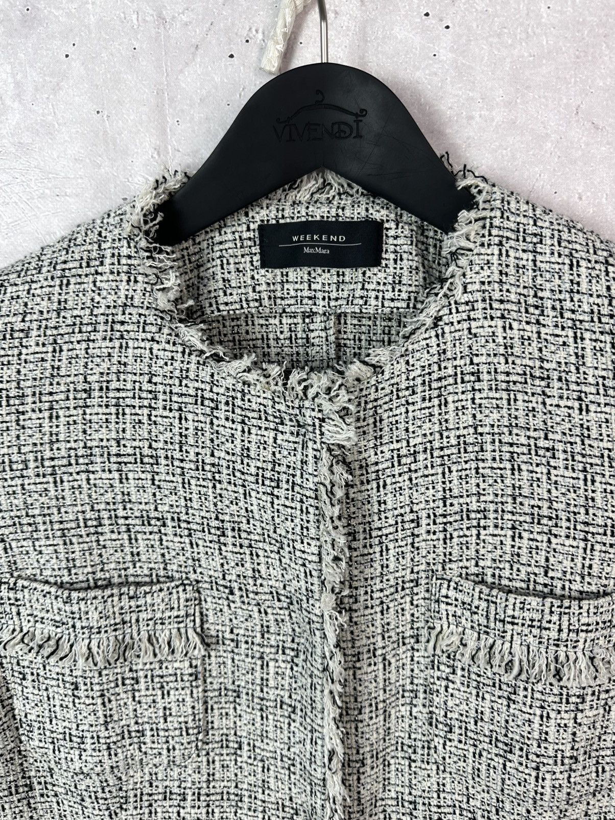 Weekend Max Mara Max Mara Weekend Tweed White-Black Cotton Women’s Coat Size M / US 6-8 / IT 42-44 - 2 Thumbnail