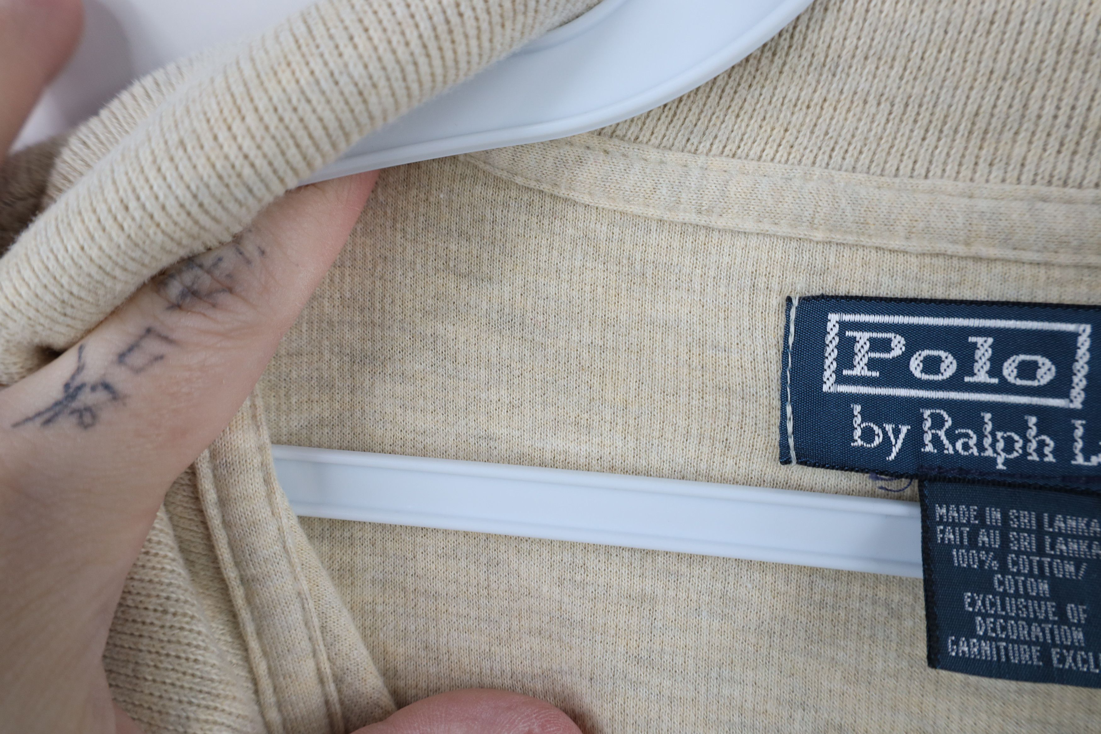 Ralph Lauren Vintage 90s Ralph Lauren Ribbed Knit Half Zip Sweater Beige Size US XXL / EU 58 / 5 - 8 Thumbnail