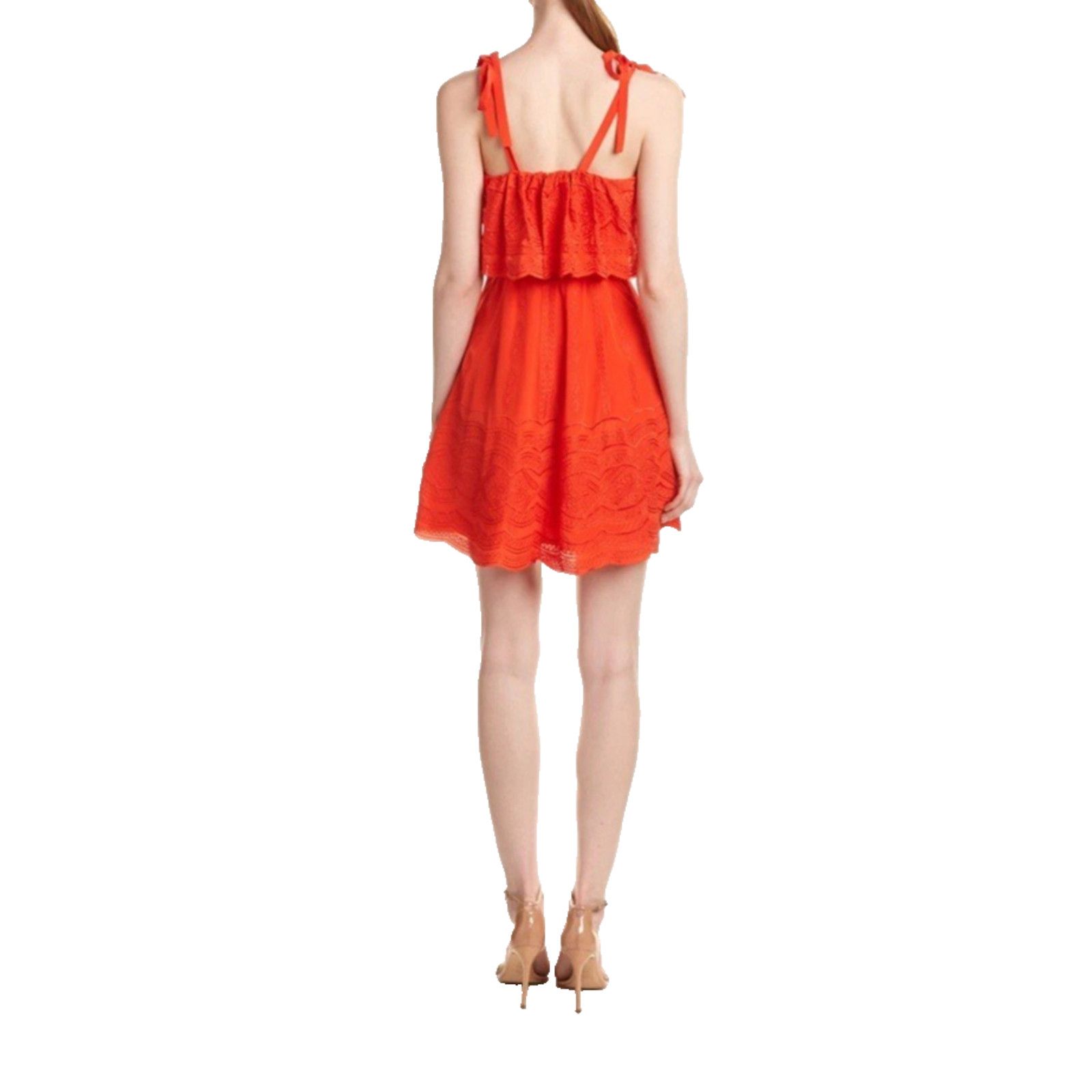Parker PARKER Nia Orange Silk Embroidered Lace Dress Small $398 Size S / US 4 / IT 40 - 2 Thumbnail