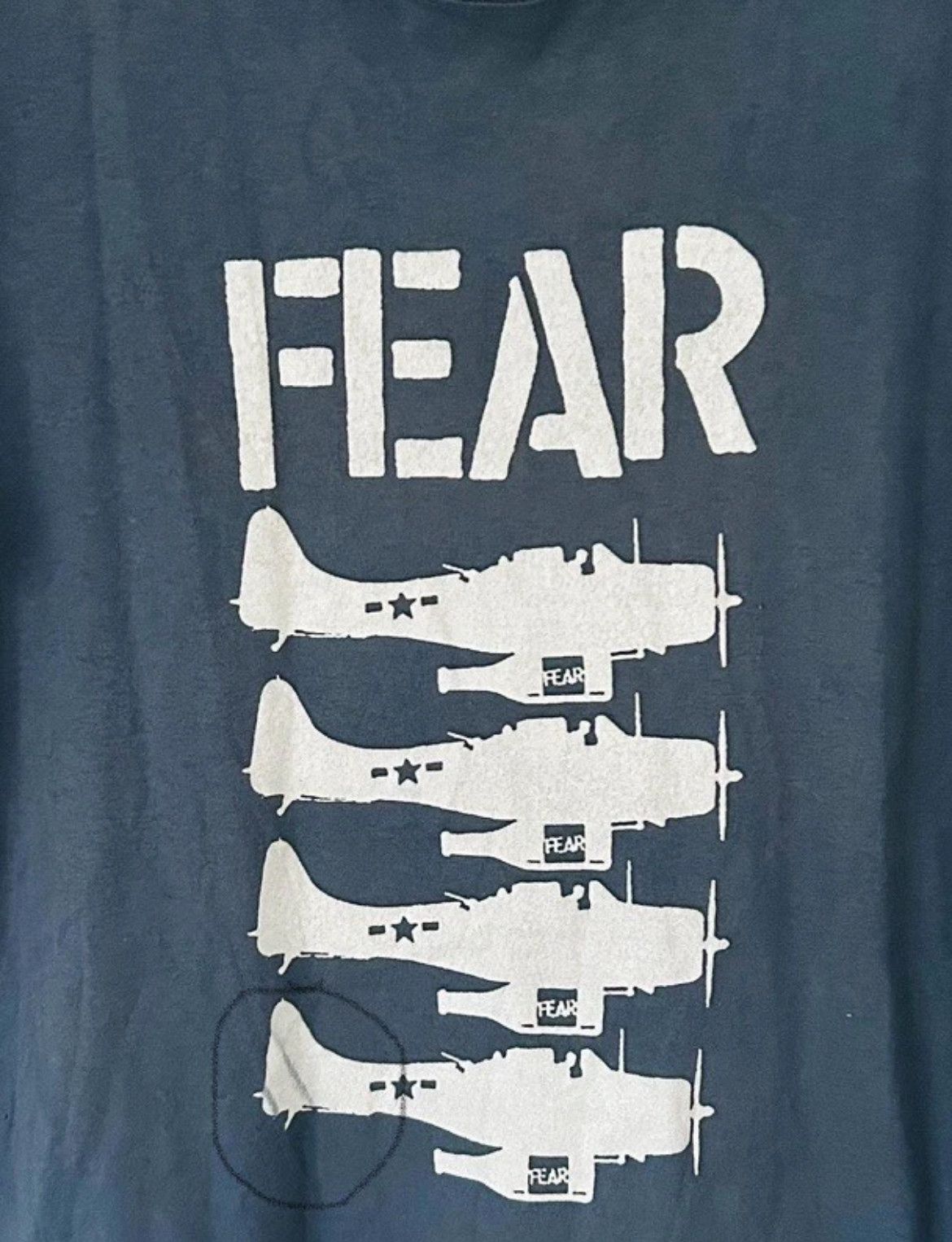 Fruit Of The Loom Fear blue T Shirt Hardcore Punk Minor Threat Black Flag Size US L / EU 52-54 / 3 - 2 Thumbnail
