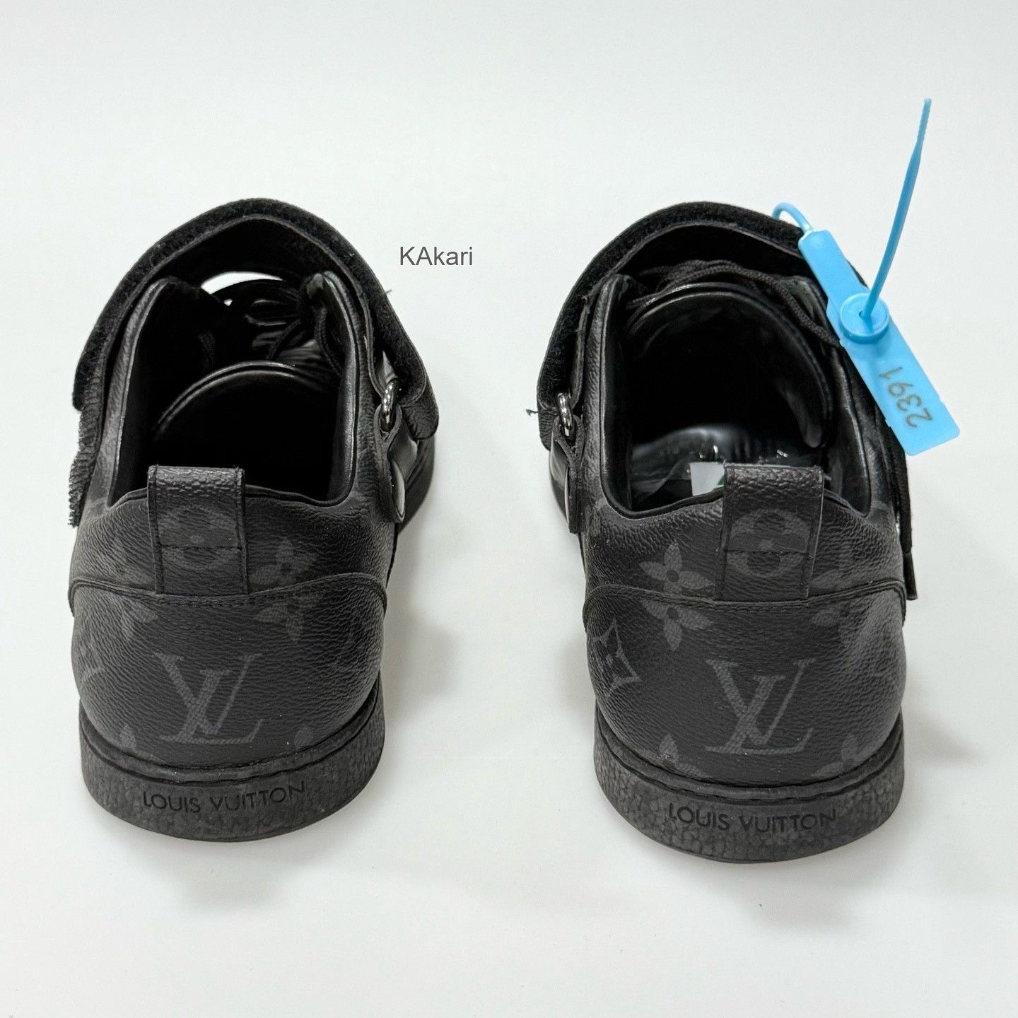 Louis Vuitton LV Black Monogram Velcro Sneakers Size US 6 / EU 39 - 5 Thumbnail