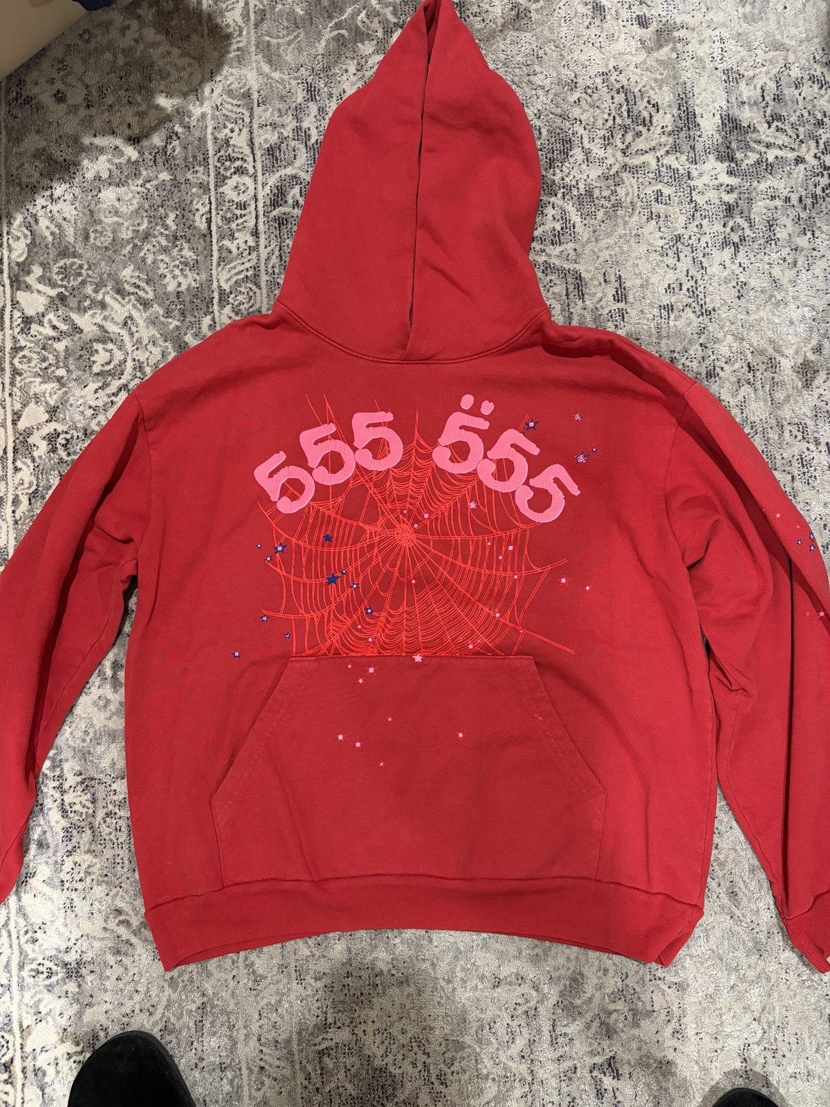 Sp5der Worldwide Red Angel Number 555 Hoodie