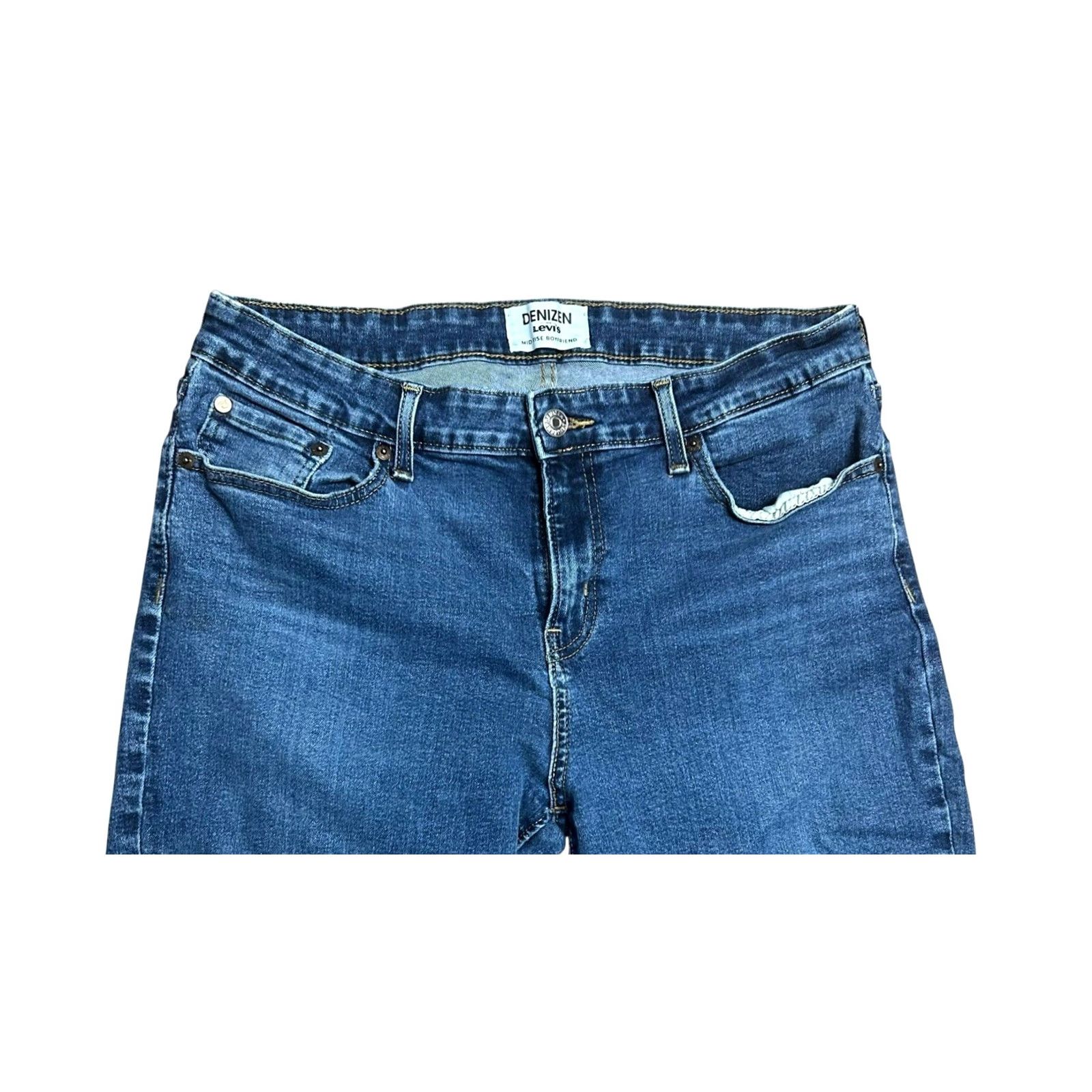 Denizen VINTAGE Denizen Levis Jeans Womens 14 Blue Modern Slim Frayed Crop Stretch Denim Pants Size 36" / US 14 / IT 50 - 5 Thumbnail