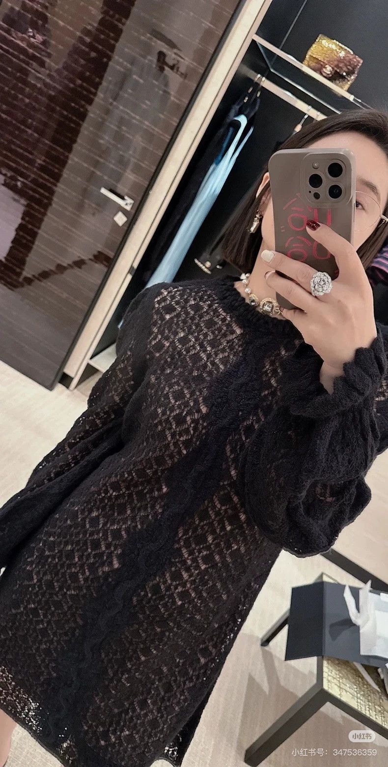 Chanel Chanel 23k autumn and winter black hollow lotus leaf sleev Size S / US 4 / IT 40 - 9 Thumbnail